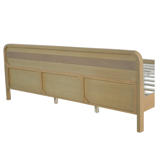 PINE SOLID WOOD KING SIZE BED, SOLID AND STABLE, NO BOX SPRING NEEDED, RUSTIC YELLOW COLOR、、eastwooduniform