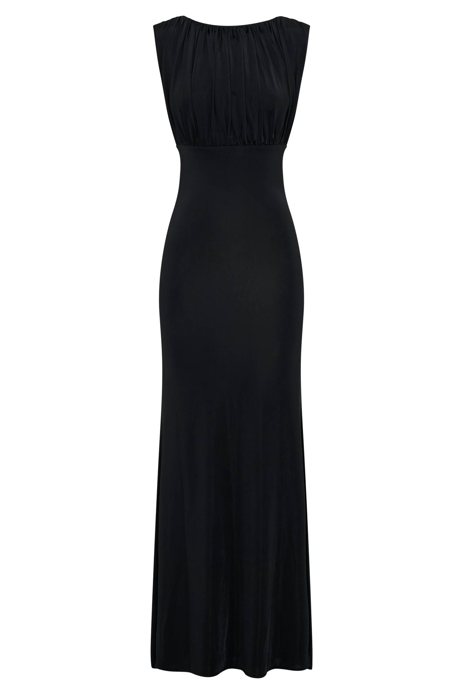 Malia Slinky Ruched Maxi Dress - Black、mySite、solidvoid