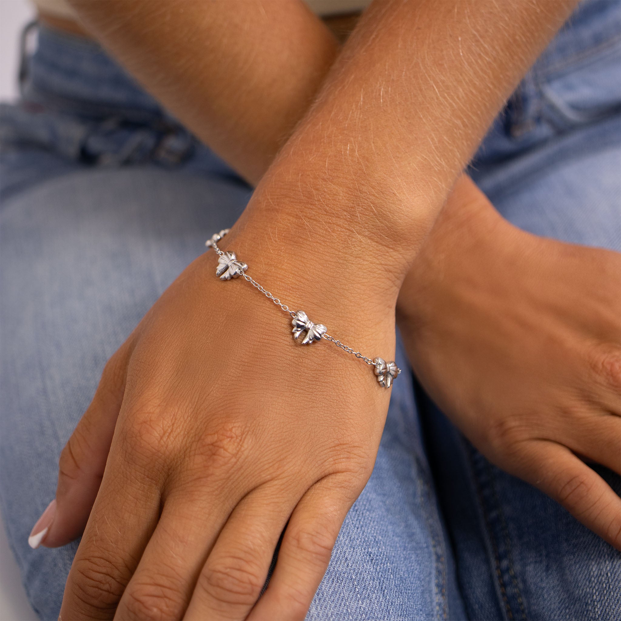 18K Gold PVD Stainless Steel Bow Station Bracelet / BRJ1069、mySite、dreamappss