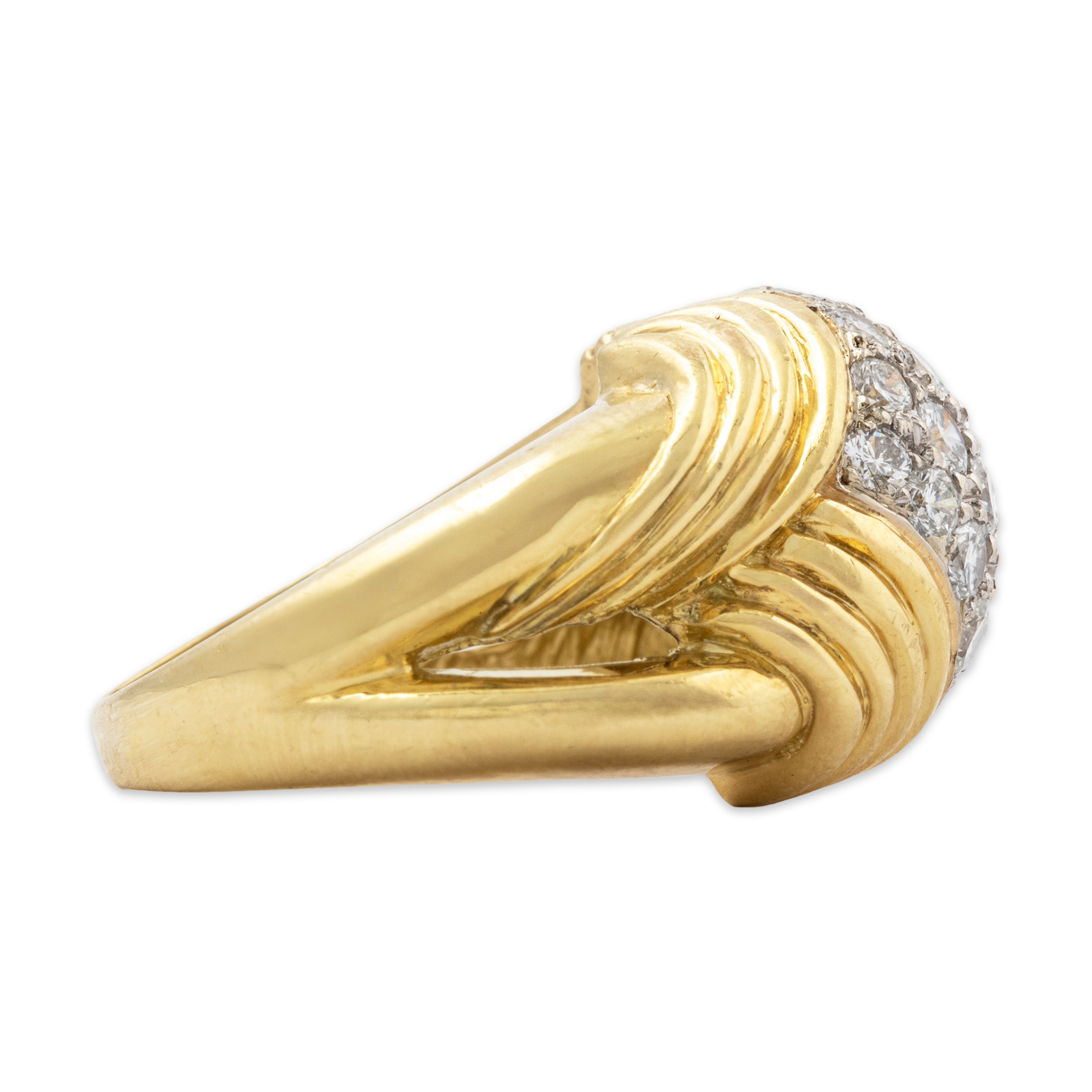 Vintage Heavy 18k Yellow Gold 1.25cttw Diamond Interwoven Cocktail Ring 6.25、mySite、hinf8tx79