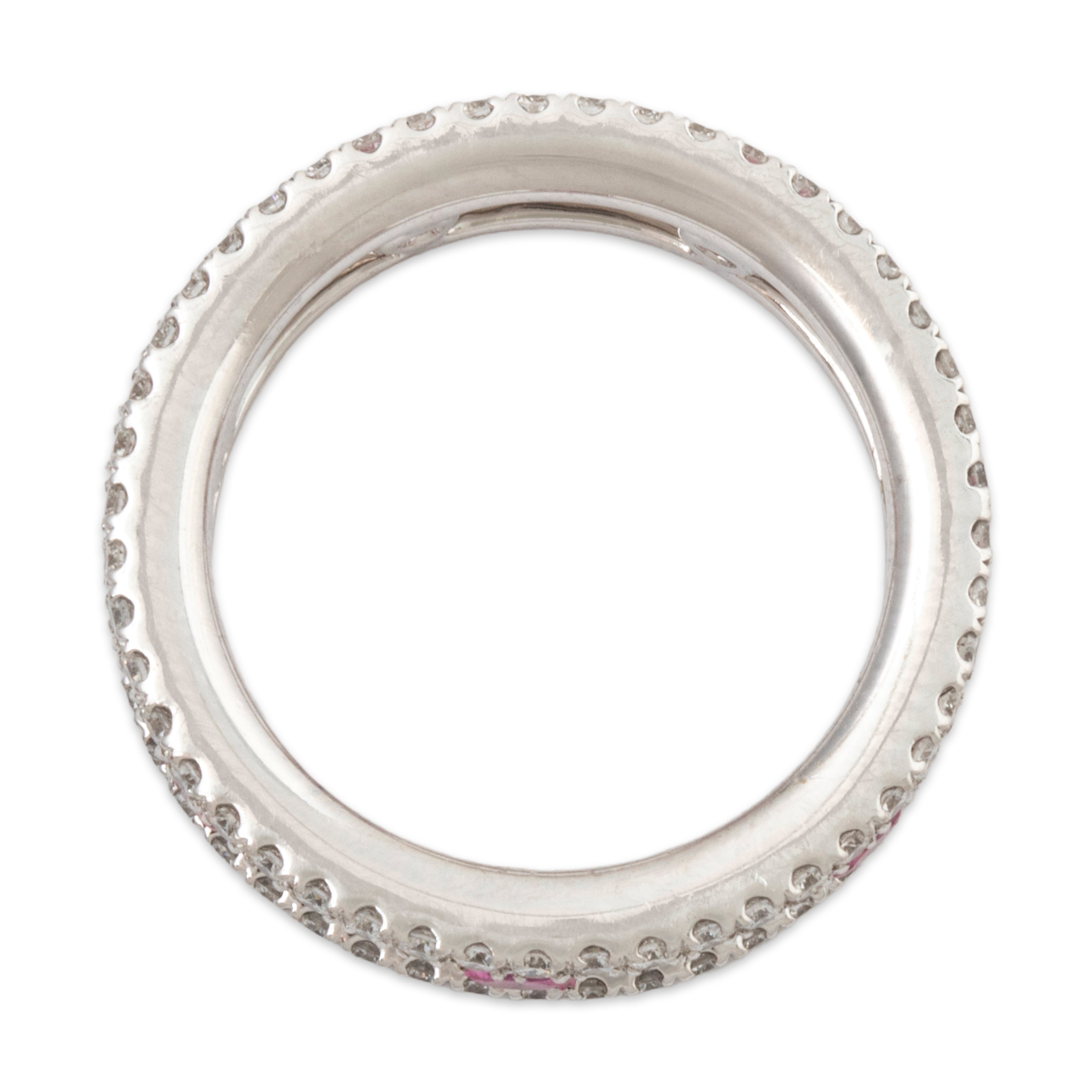 Vintage 18k White Gold 1cttw Ruby 0.768 Diamond Eternity Channel-Set Ring 4.25、mySite、hinf8tx79