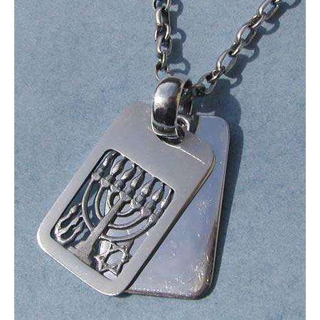 Michael Bromberg Sterling Silver Menorah Tag Necklace、mySite、topwebapps