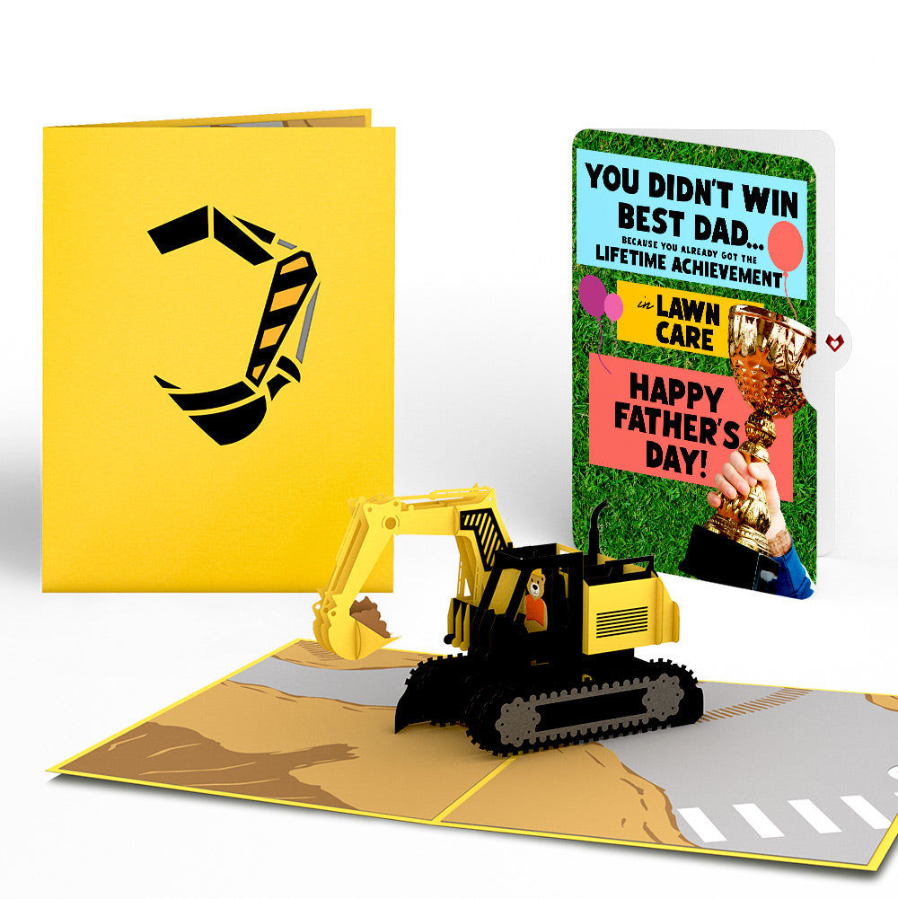 Excavator Father's Day Pop-Up Card and Trophy Lawn Care Sentiment Set、mySite、solidvoid