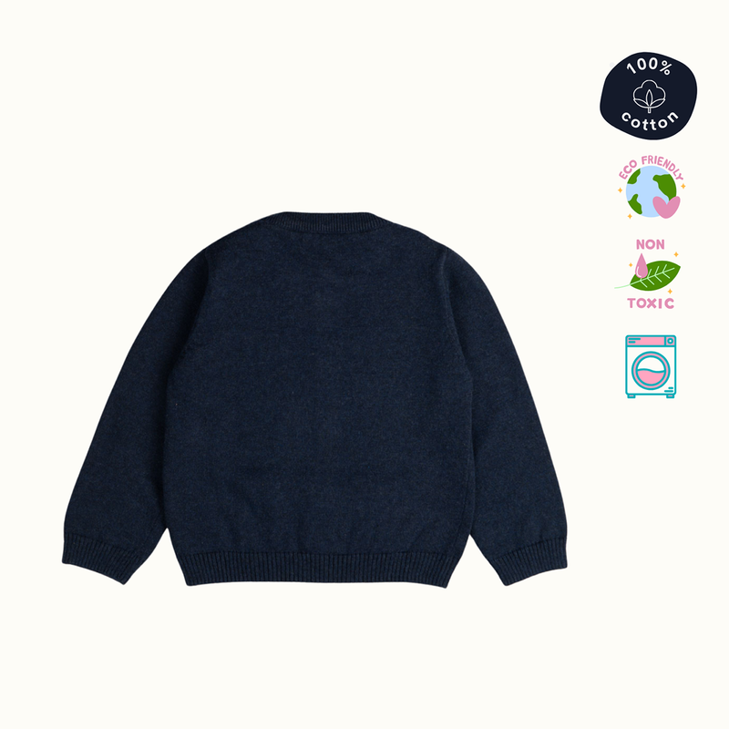 Cotton Sweater, Lower & Cap Set | Secret Santa Printed | Navy Blue & Pink | Set of 3、mySite、camillekostekn
