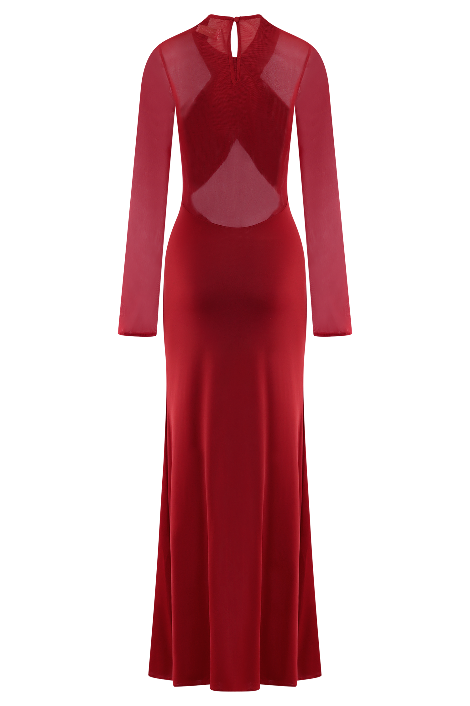 Tania Slinky And Mesh Long Sleeve Maxi Dress - Ruby、mySite、solidvoid