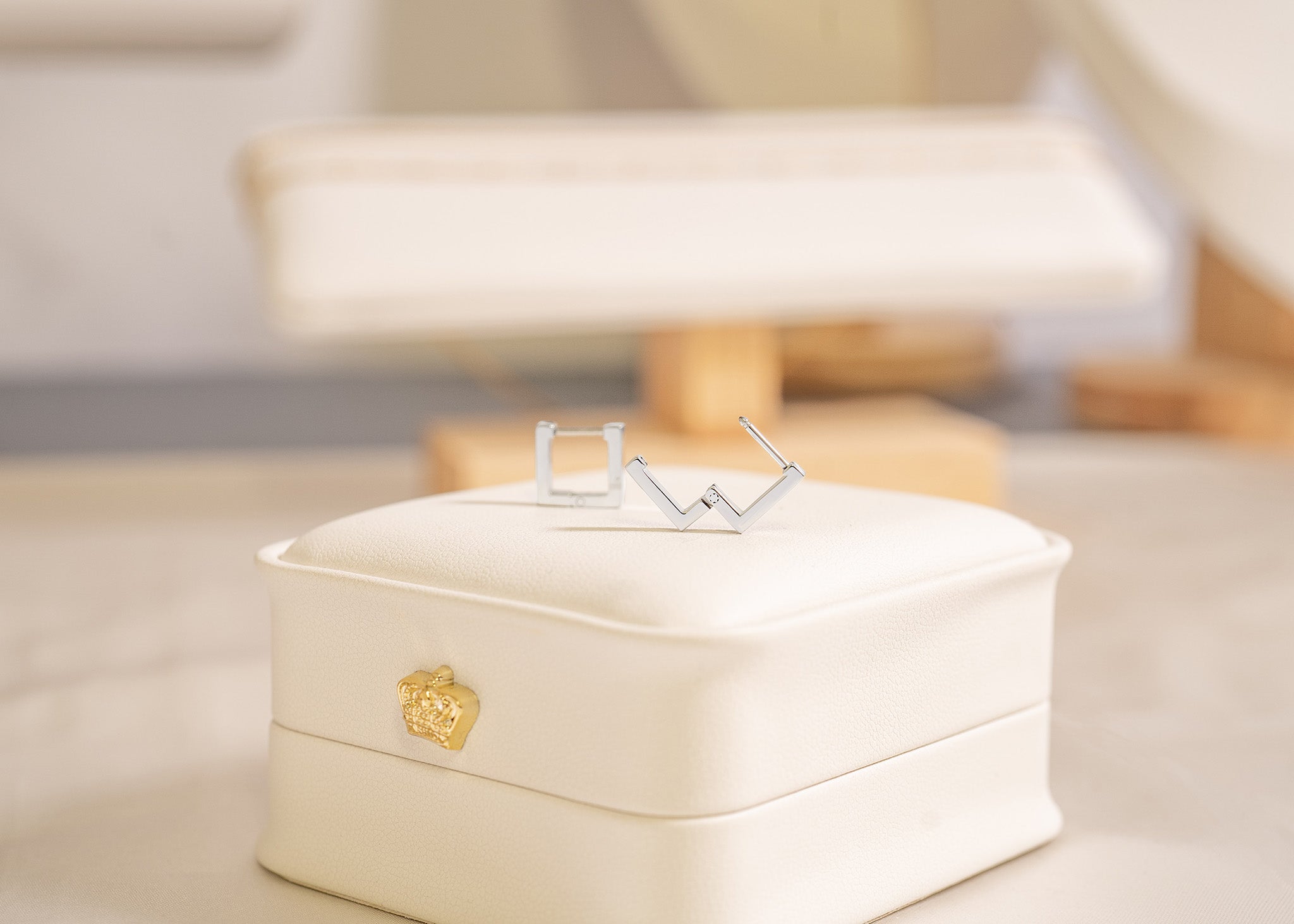 18K Gold PVD Stainless Steel Square Huggie Earrings / ERJ0011、mySite、dreamappss