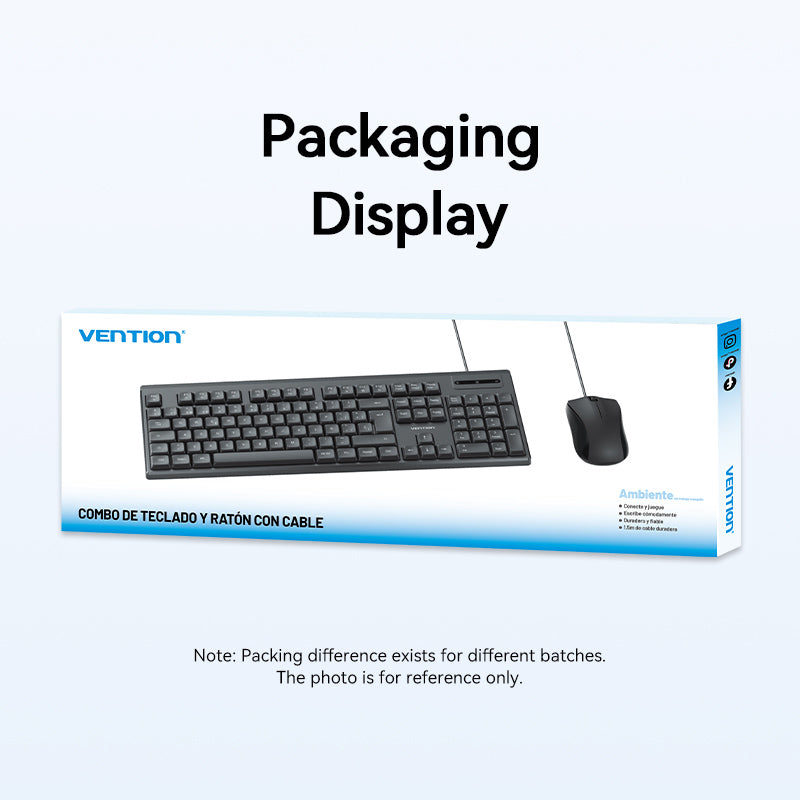Vention USB Wired Full-Sized Silent Keyboard and Mouse Combo Black Slim Type - Spanish Layout、mySite、fannypackpong