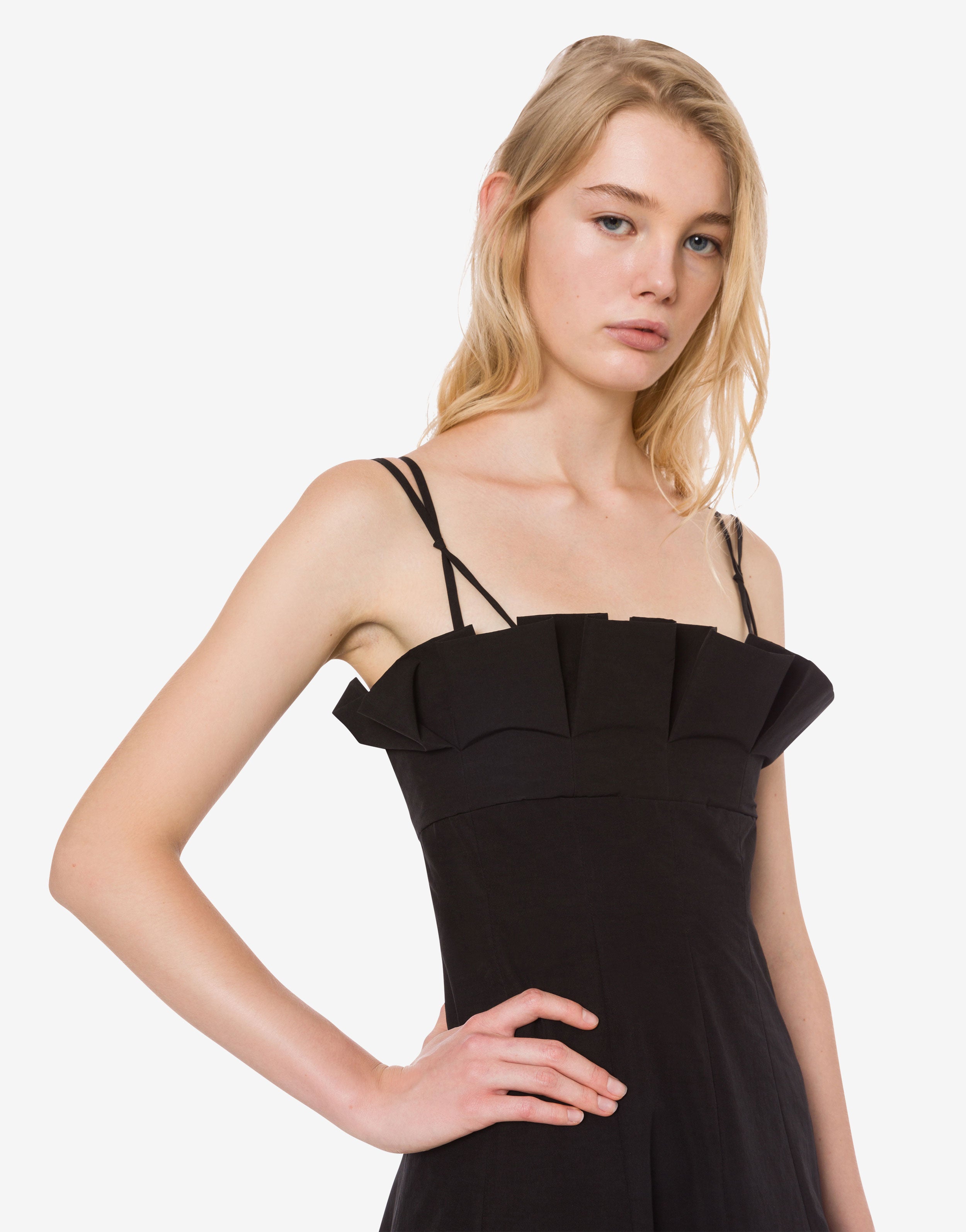 Abito longuette in cotone tecnico con ruches、mySite、aoinhome