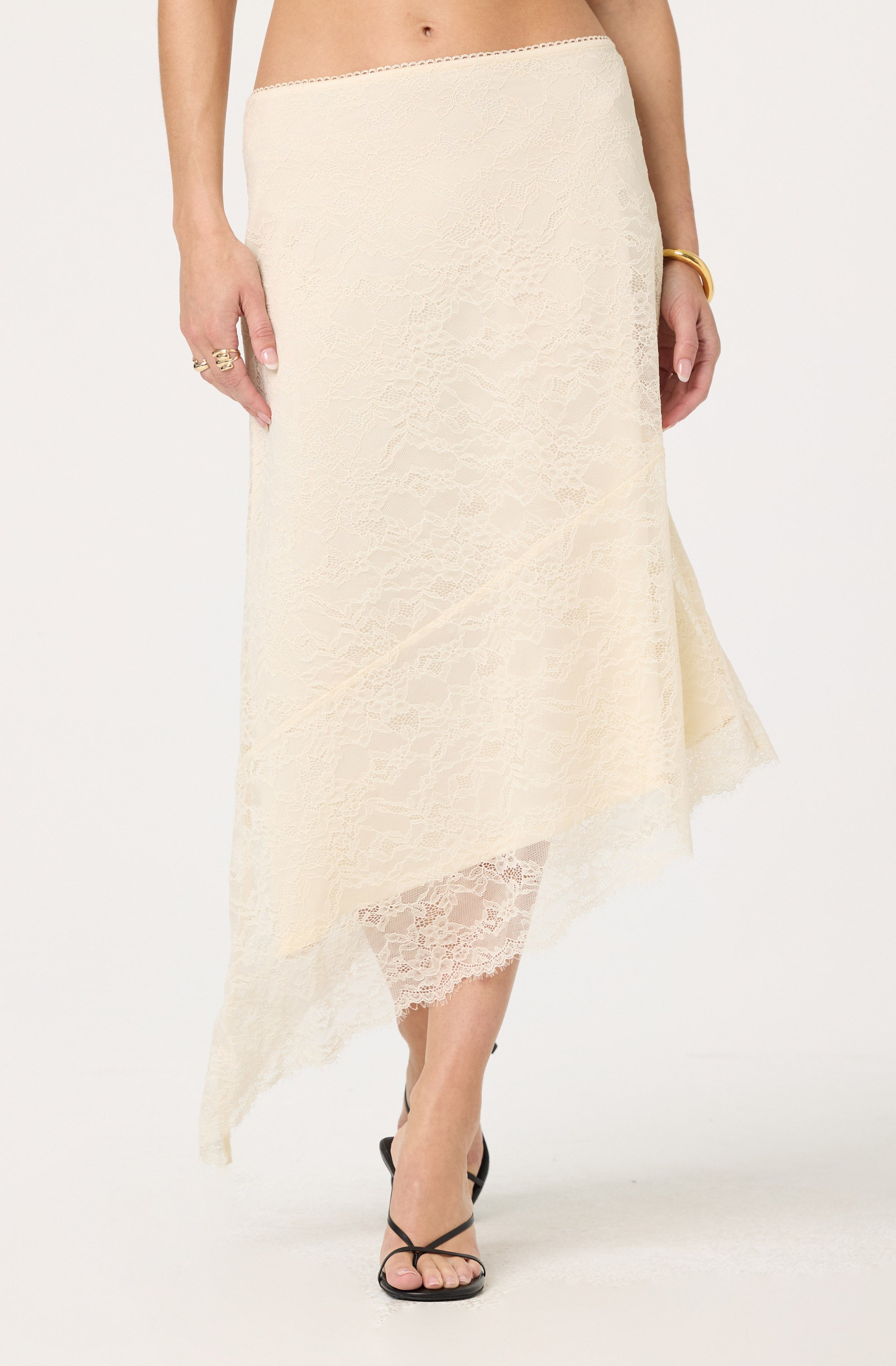 Asymmetrical Lace Midi Skirt、mySite、solidvoid