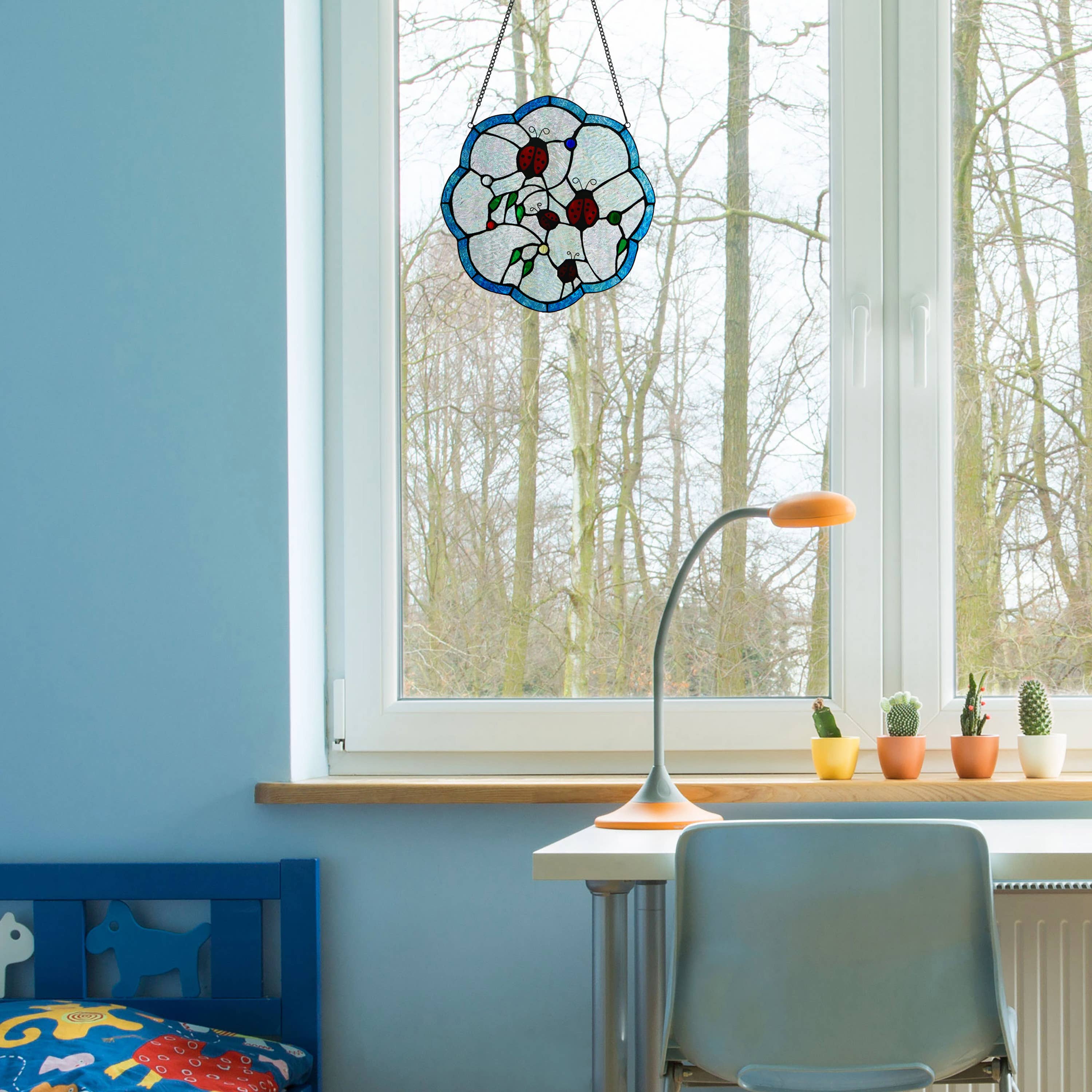 Ladybugs Round Tiffany Stained Glass Window Panel 12、mySite、g9winljtr