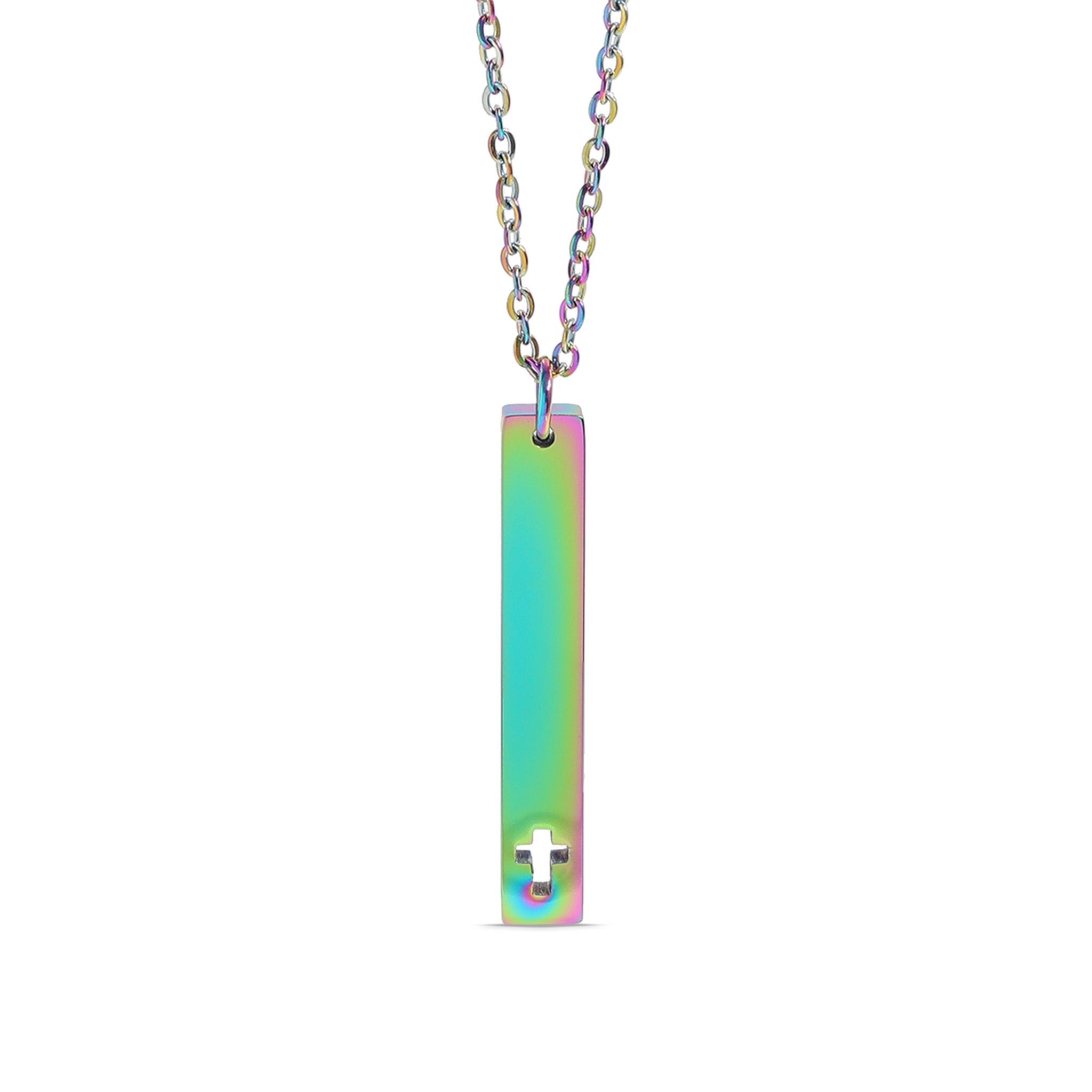 18K Gold PVD Stainless Steel Cross Cutout Vertical Bar Necklace / SBB0163、mySite、dreamappss