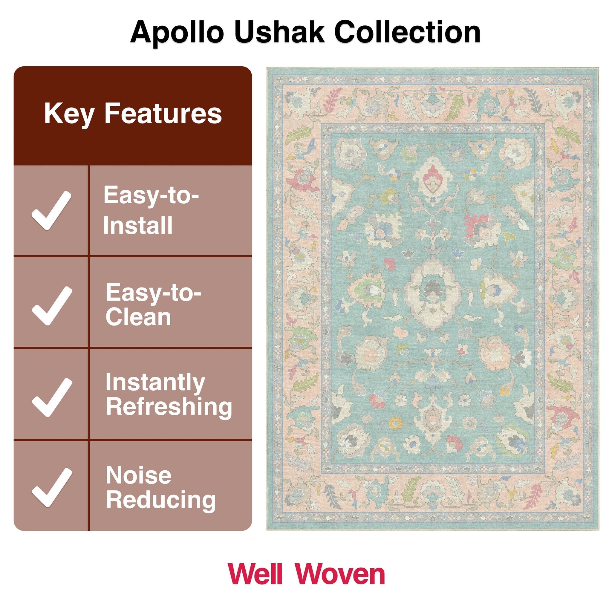 Konya Updated Traditional Oriental Pastel Rug for Living Room Bedroom Dining Room ,Easy Clean、mySite、gigharbornorthrealestate