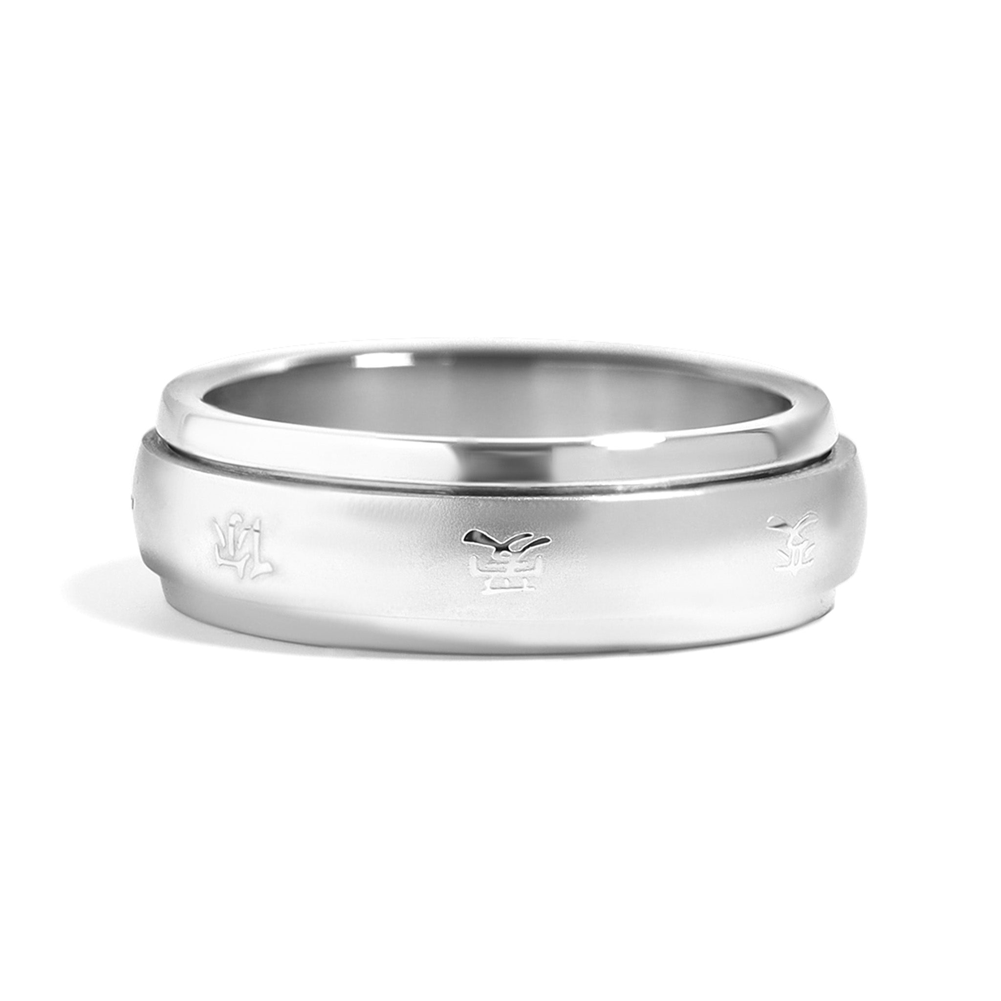 Chinese Symbol Spinner Center Stainless Steel Ring / SRJ2286、mySite、dreamappss
