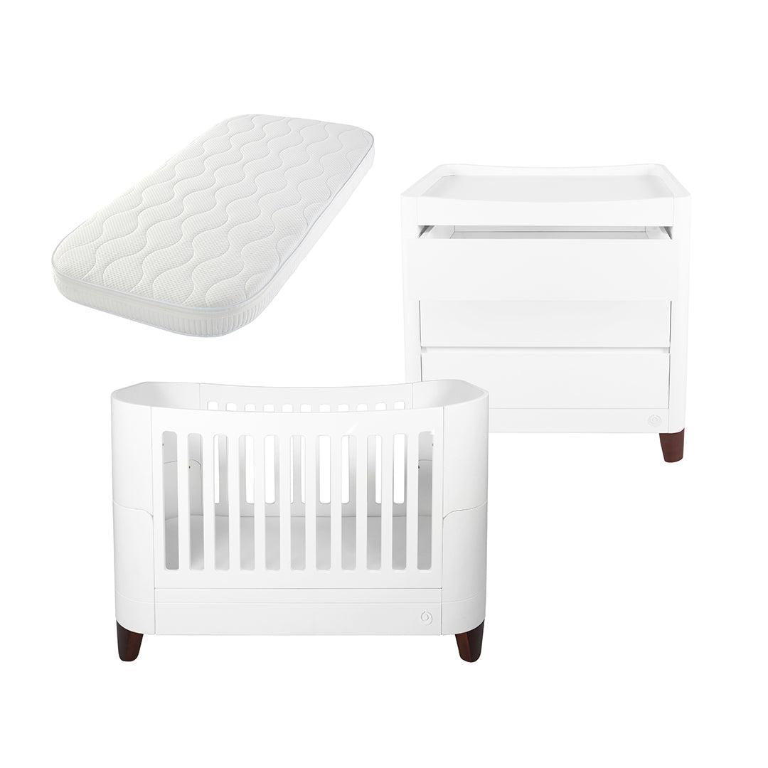  Gaia Baby Serena Cot Bed & Dresser Set - White / Walnut、mySite、merchandisen
