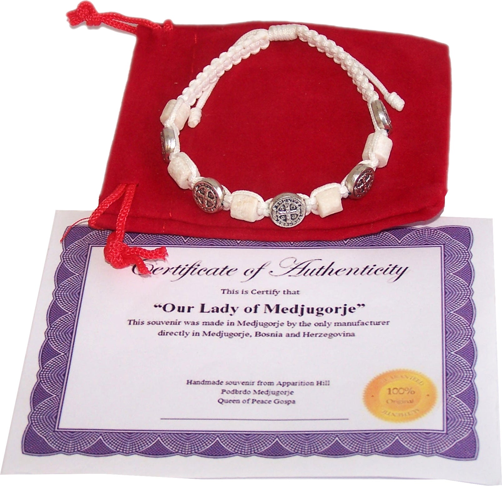  MEDJUGORJE - Chaplet - Bracelet from Apparation hill stones directly from MEDUGORJE. - White thread、mySite、elrpsem3k