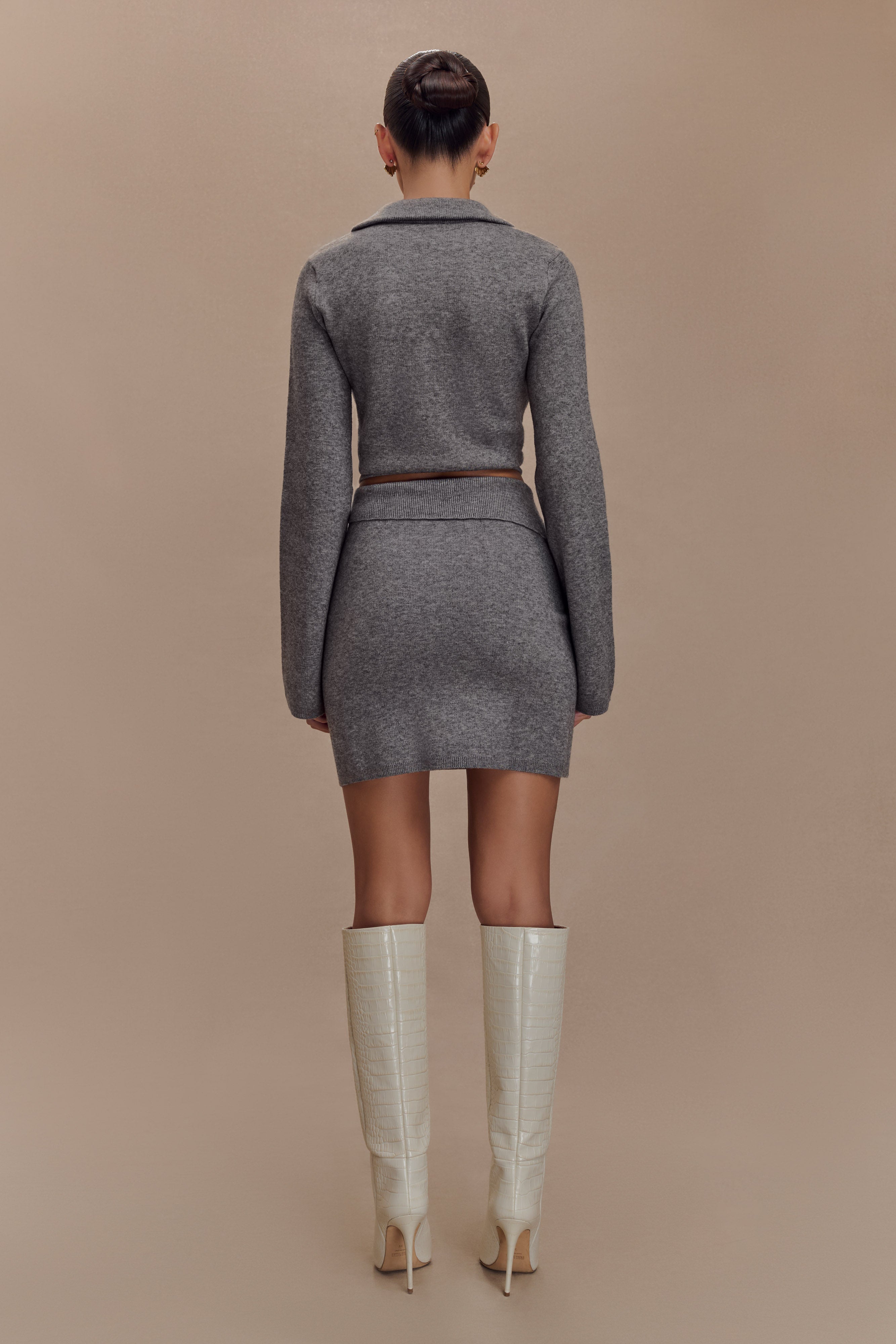 Annabelle Knit Mini Skirt - Charcoal、mySite、solidvoid