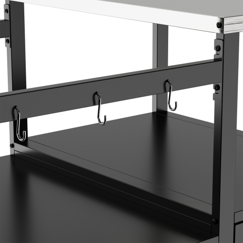 Outdoor Grill Table for Big Green Egg Style BBQ, Metal Grill Cart with Storage Box, Compatible with up to Large Green Egg, Kamado Joe Jr、、eastwooduniform