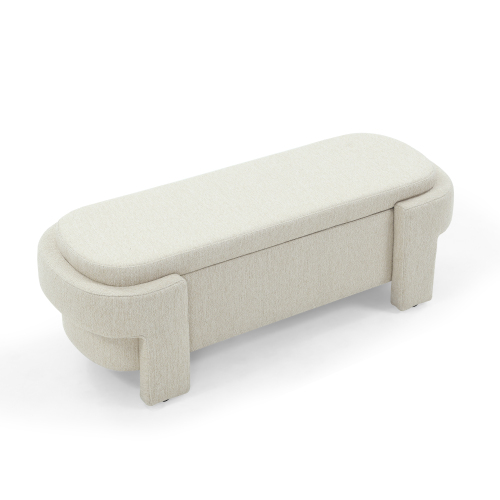 Linen Fabric Upholstered Bench with Large Storage Space for the Living Room, Entryway and Bedroom,Beige,( 51.5''x20.5''x17'' )、、casual
