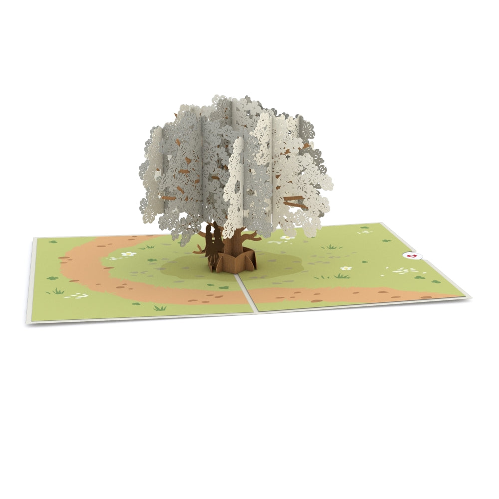 Dogwood Love Scene Gray Same Sex Female Pop-Up Card、mySite、solidvoid