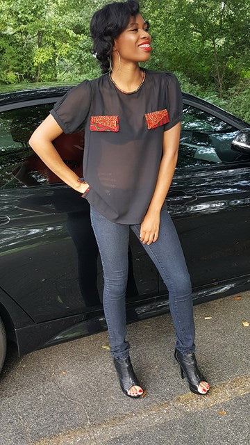 Black Sheer Dupsies Exclusive Print Top-DPX116、mySite、solidvoid