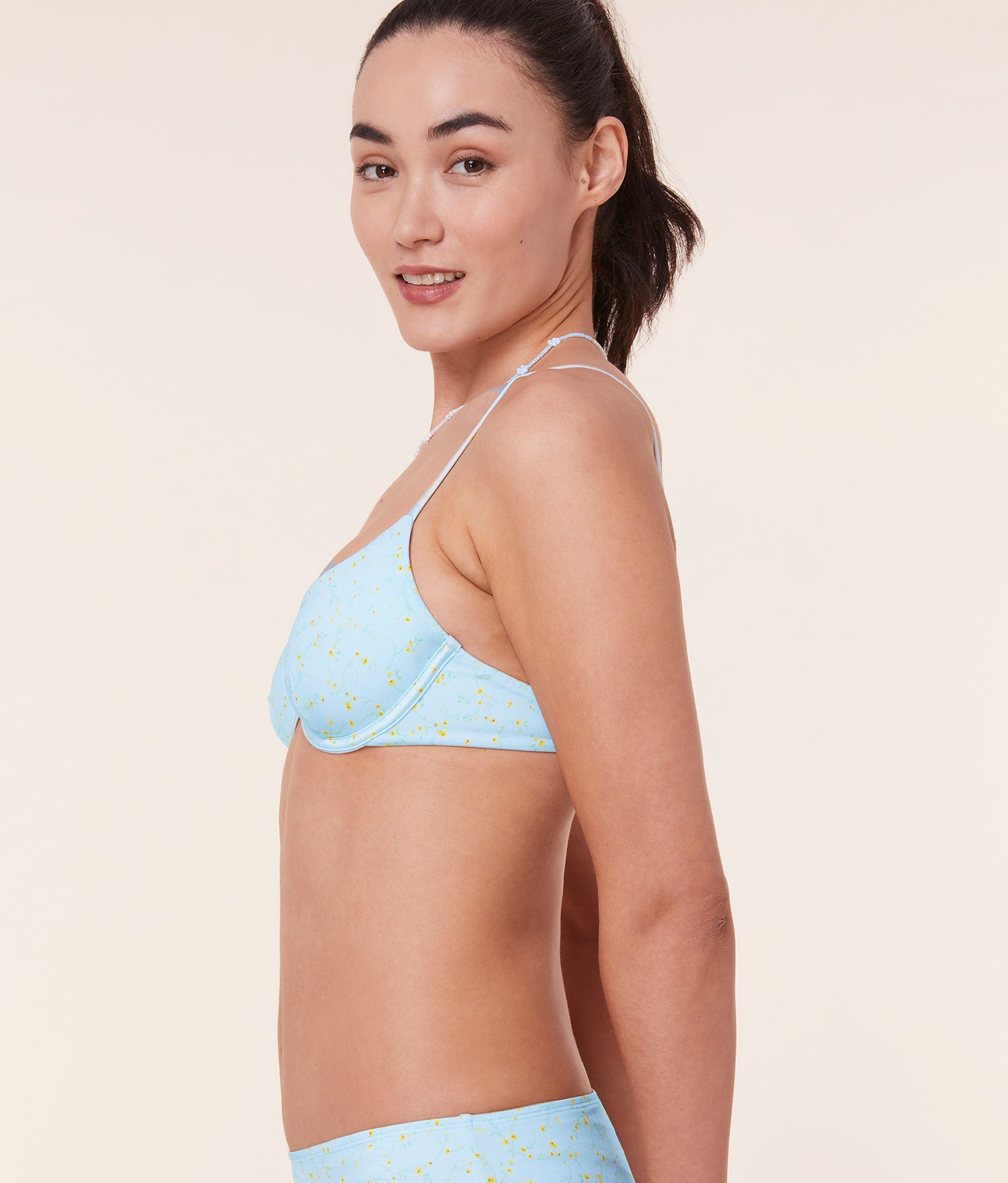  The Bermuda Bikini Top - Satin - Powder Ditsy Bloom、mySite、ashleygrahame
