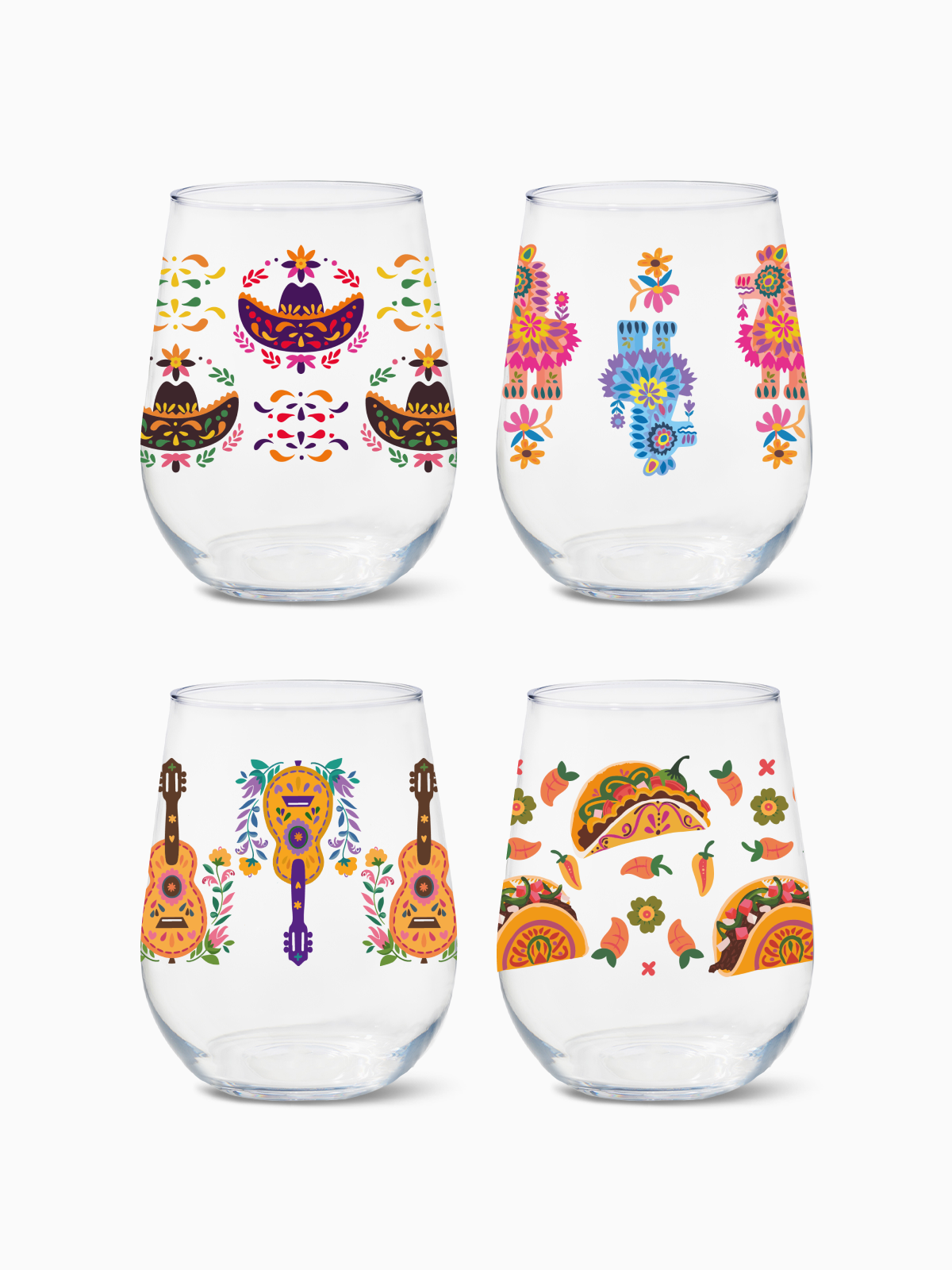 Fiesta Time - RESERVE 16oz Stemless Wine Tritan Copolyester Glass、mySite、camillekostekn