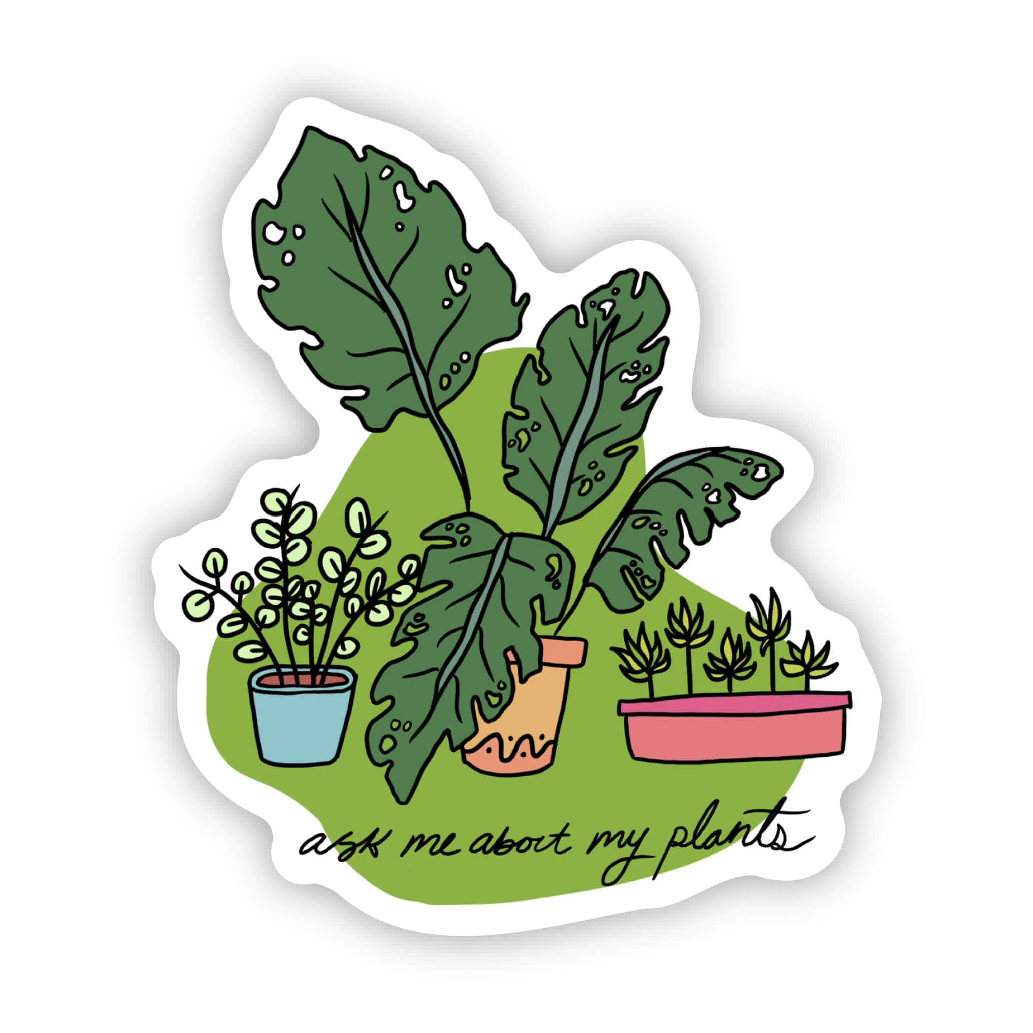  Ask me about my plants abstract sticker、mySite、elrpsem3k