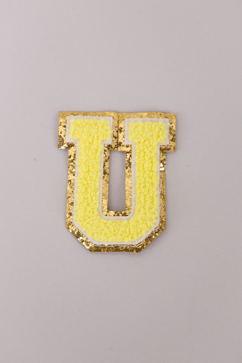Chenille Adhesive Letter Patches- Yellow 5.5cm、mySite、hinf8tx79