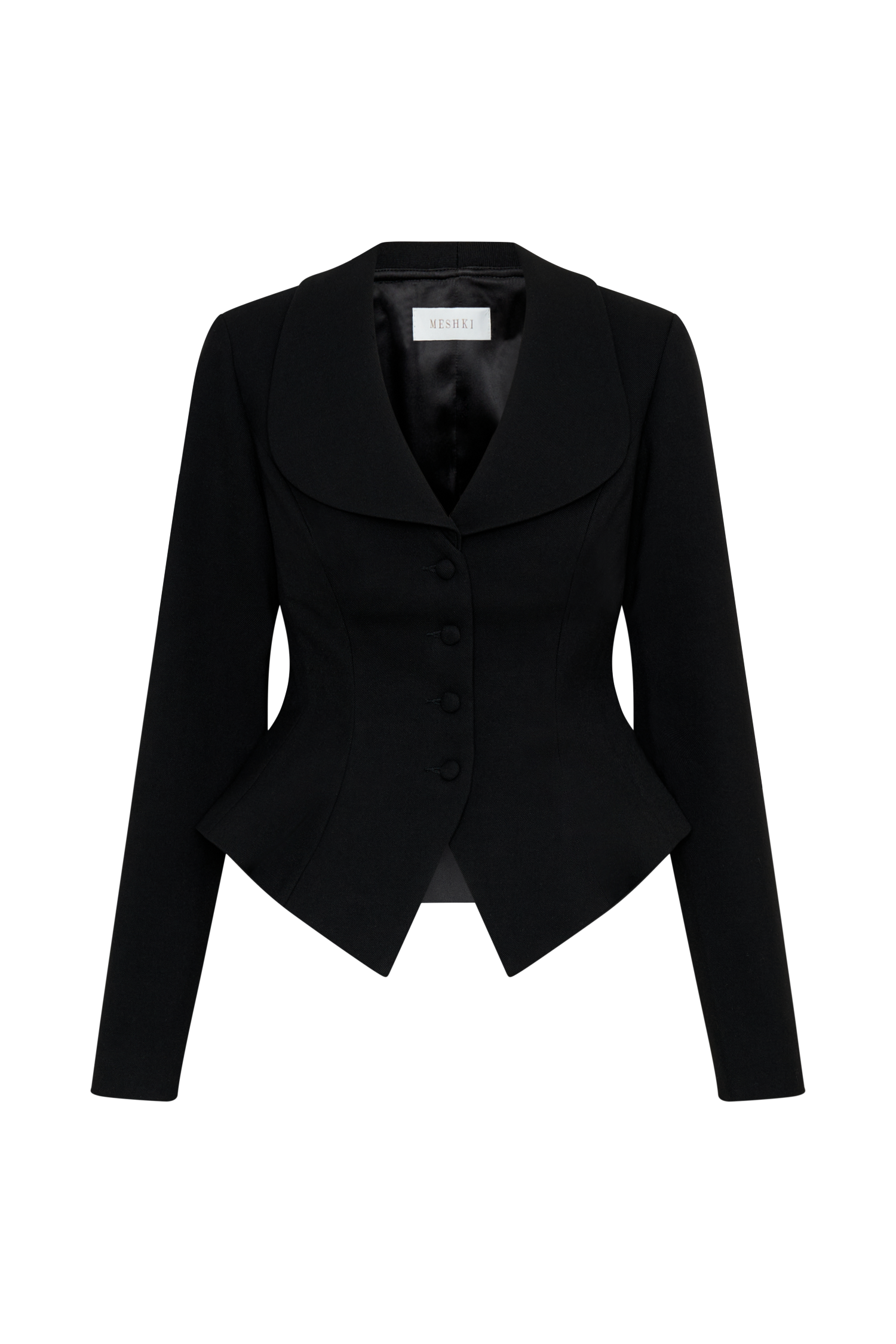 Gracia Suiting Long Sleeve Blazer - Black、mySite、solidvoid
