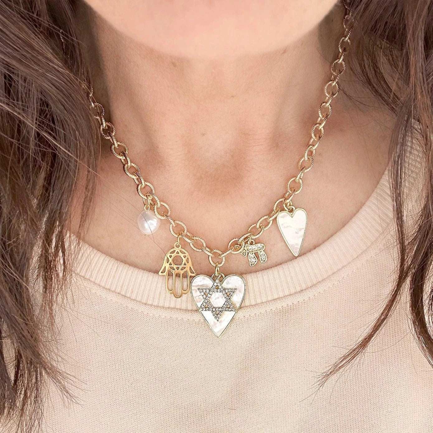 Shira Pearl Jewish Charm Necklace、mySite、topwebapps