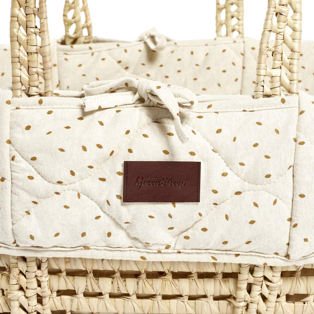  The Little Green Sheep Natural Quilted Moses Basket + Mattress - Linen Rice、mySite、merchandisen