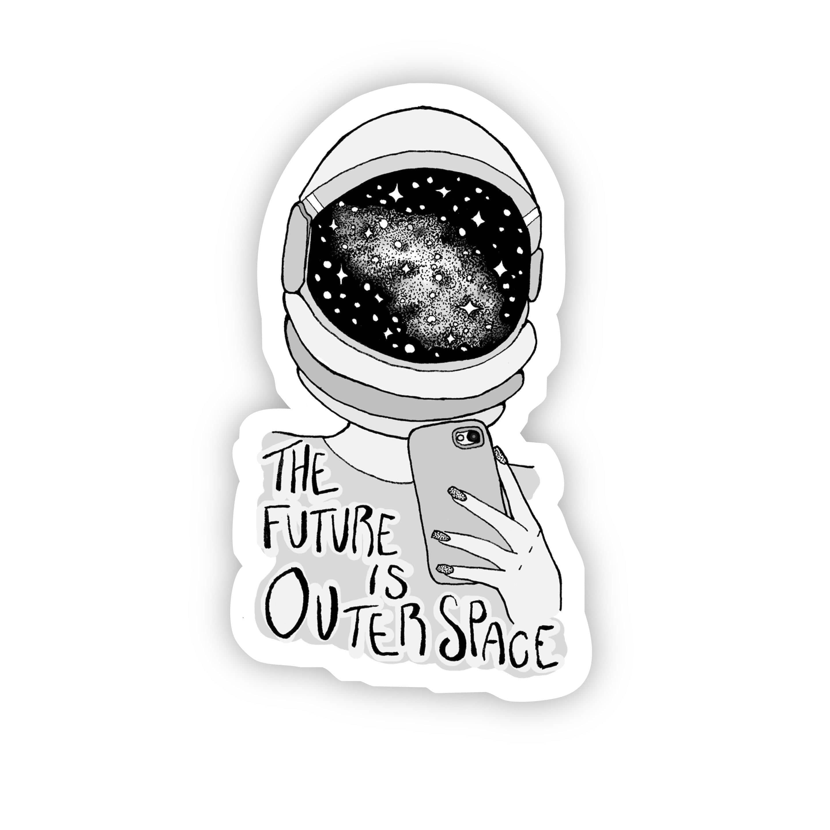  The Future is Outer Space Sticker Black & White、mySite、elrpsem3k