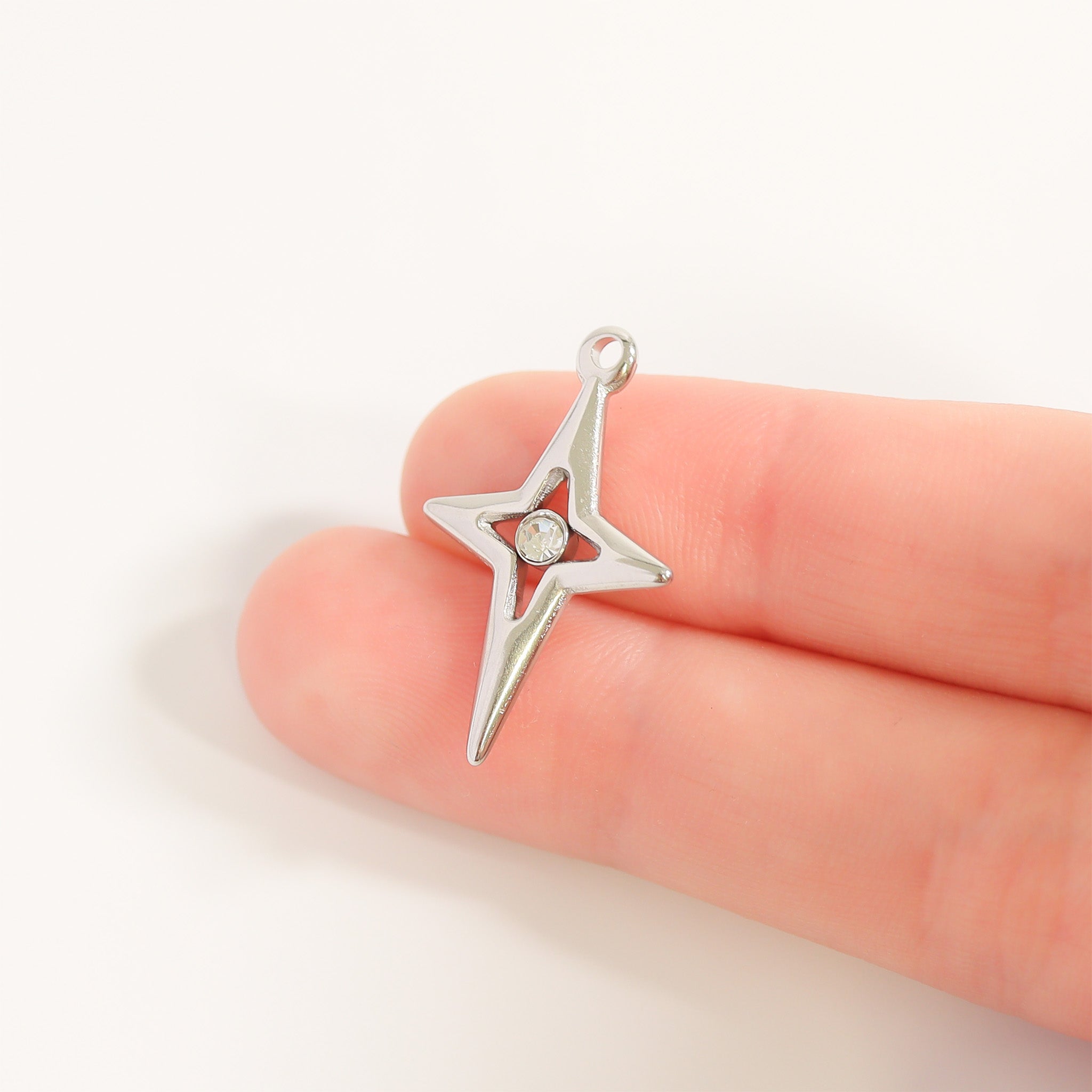 18K Gold PVD Stainless Steel Compass Star Charm / PDL0196、mySite、dreamappss