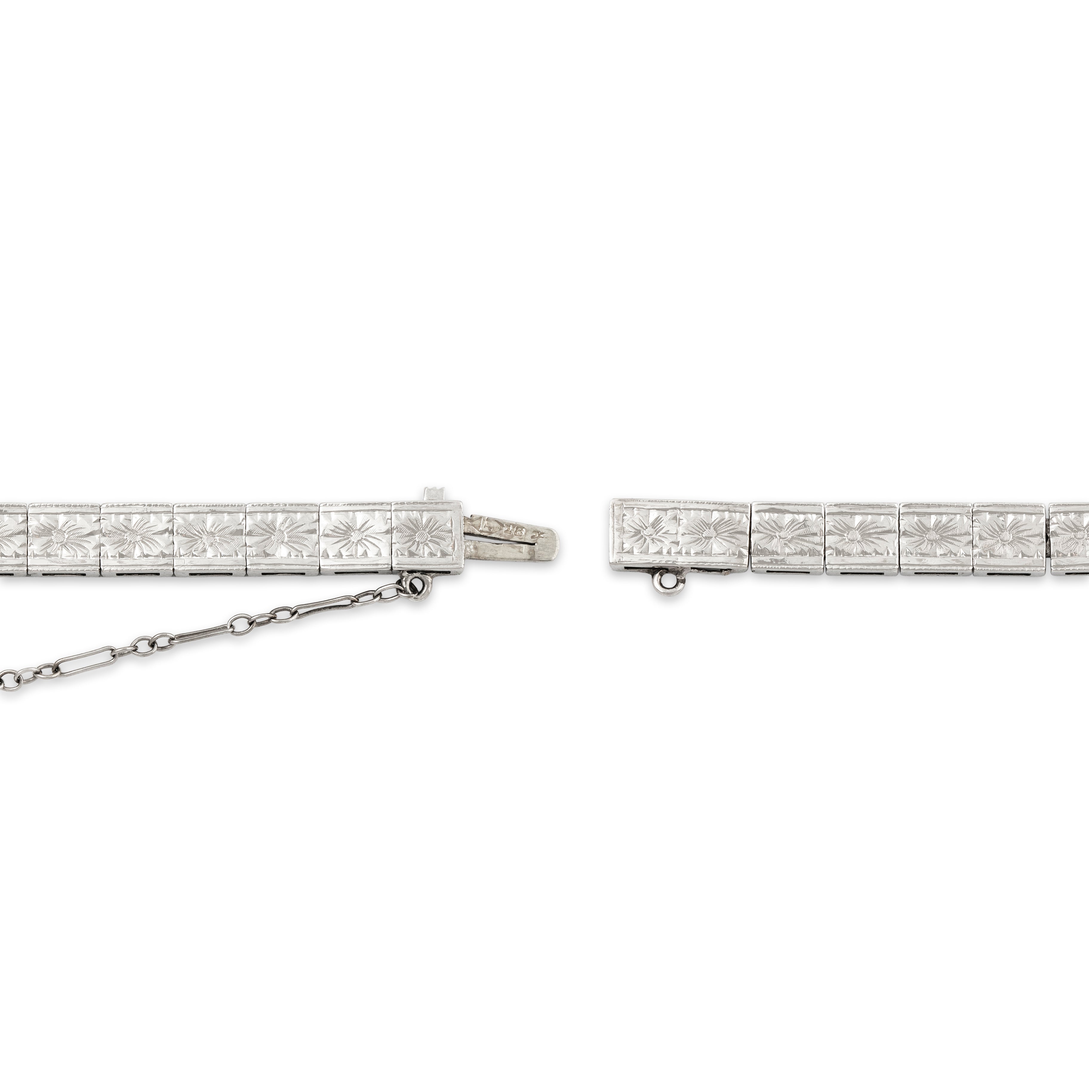 Antique Art Deco 18k White Gold .242cttw Old European Diamond Link Bracelet 7、mySite、hinf8tx79