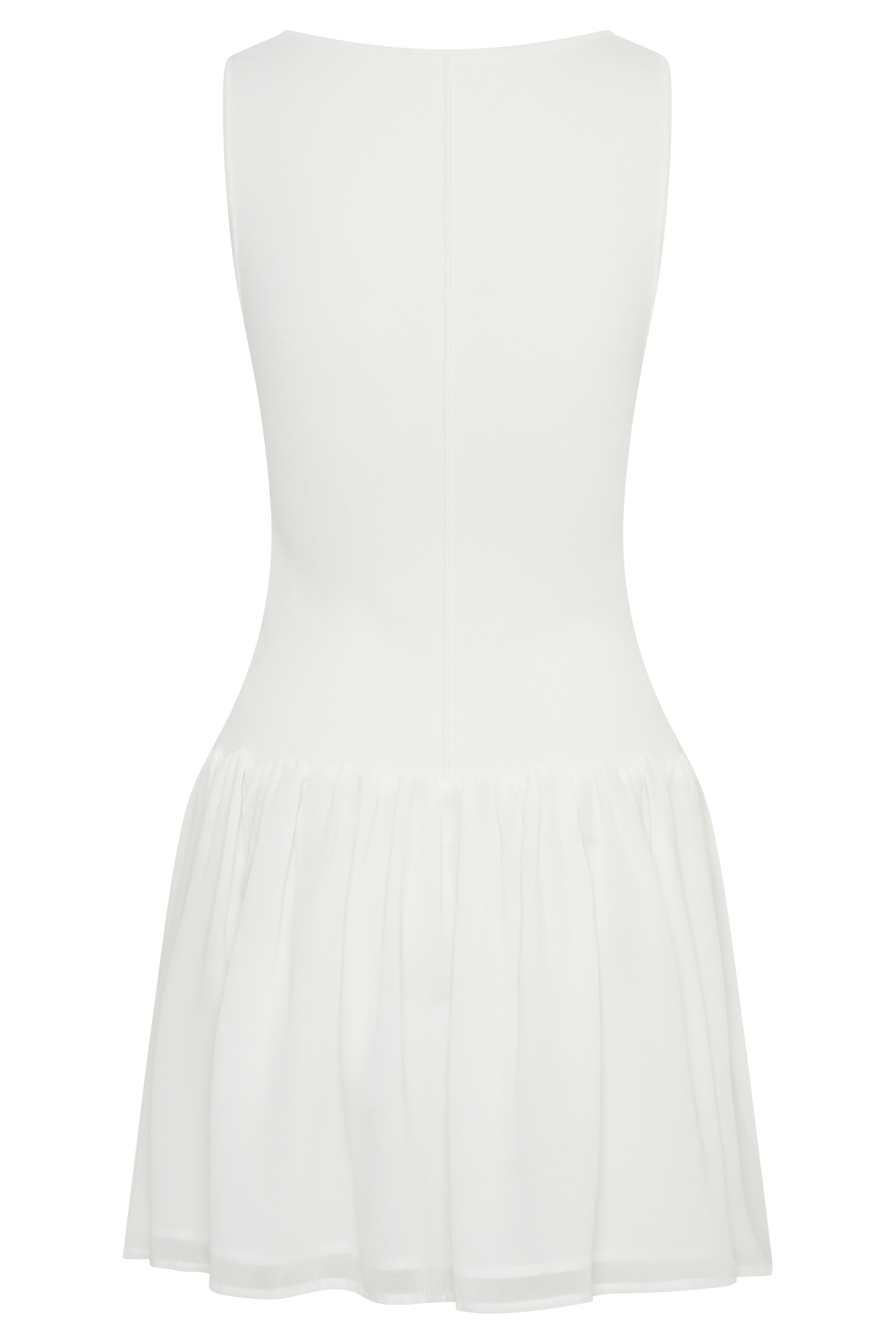 Ashleigh Knit And Chiffon Mini Dress - Ivory、mySite、solidvoid