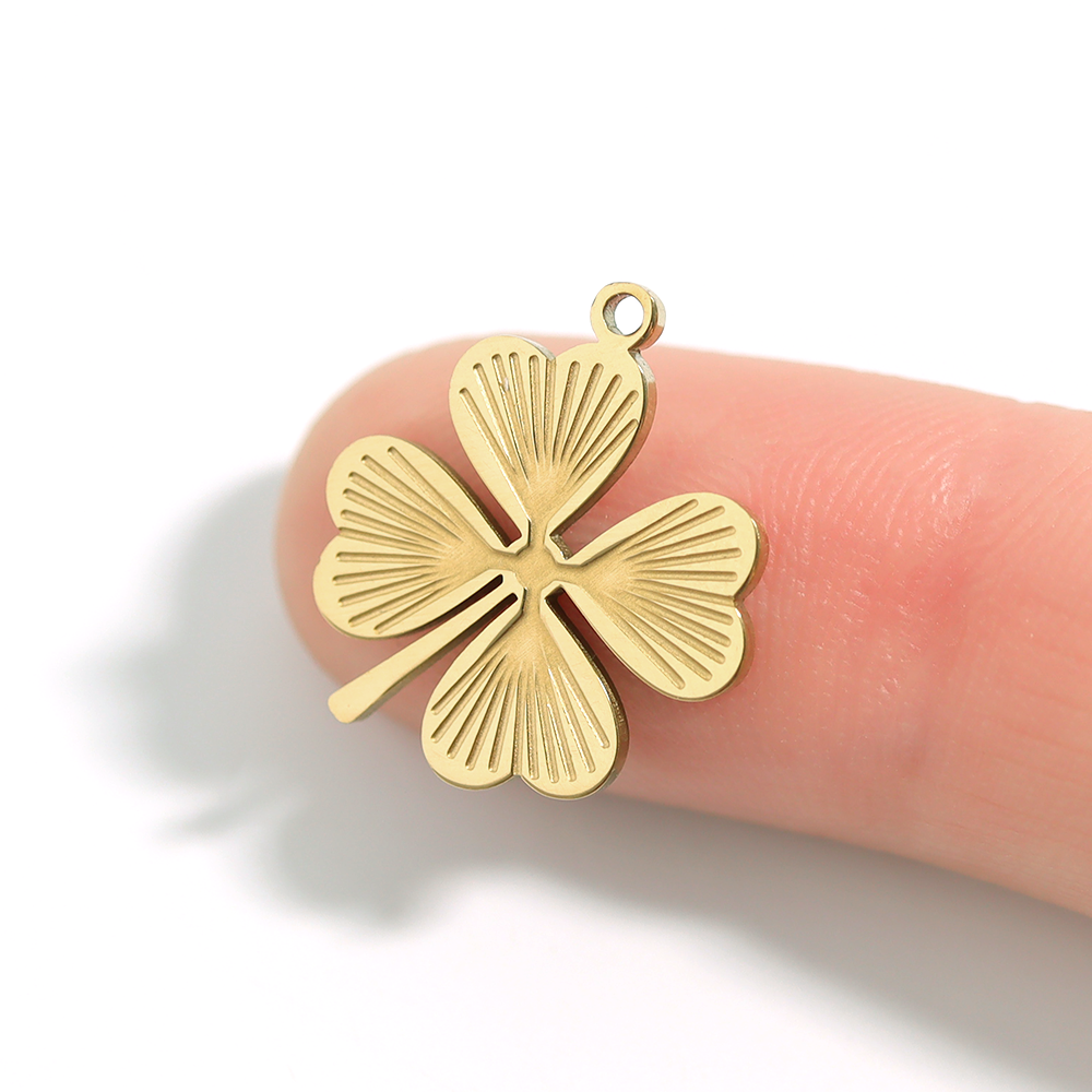 18K Gold PVD Stainless Steel Sunburst Four Leaf Clover Charm / PDL0007、mySite、dreamappss