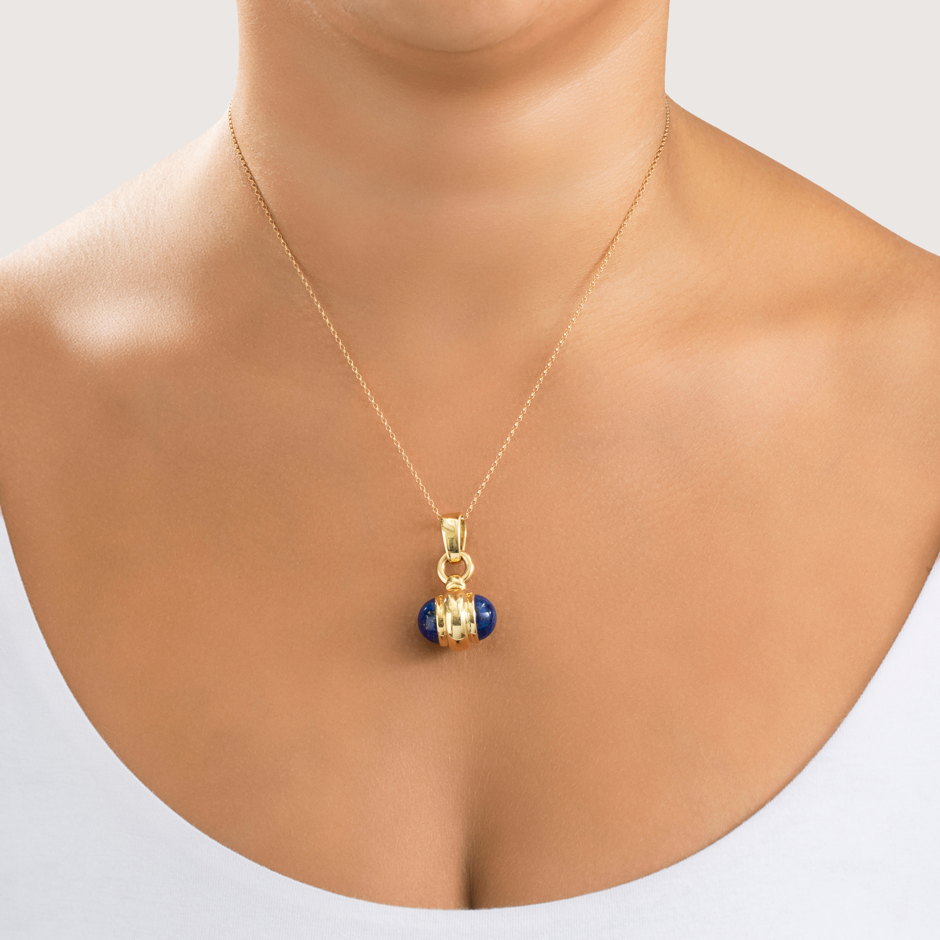 Vintage Heavy 18k Yellow Gold 11.5cttw Lapis Lazuli Cabochon Statement Pendant、mySite、hinf8tx79