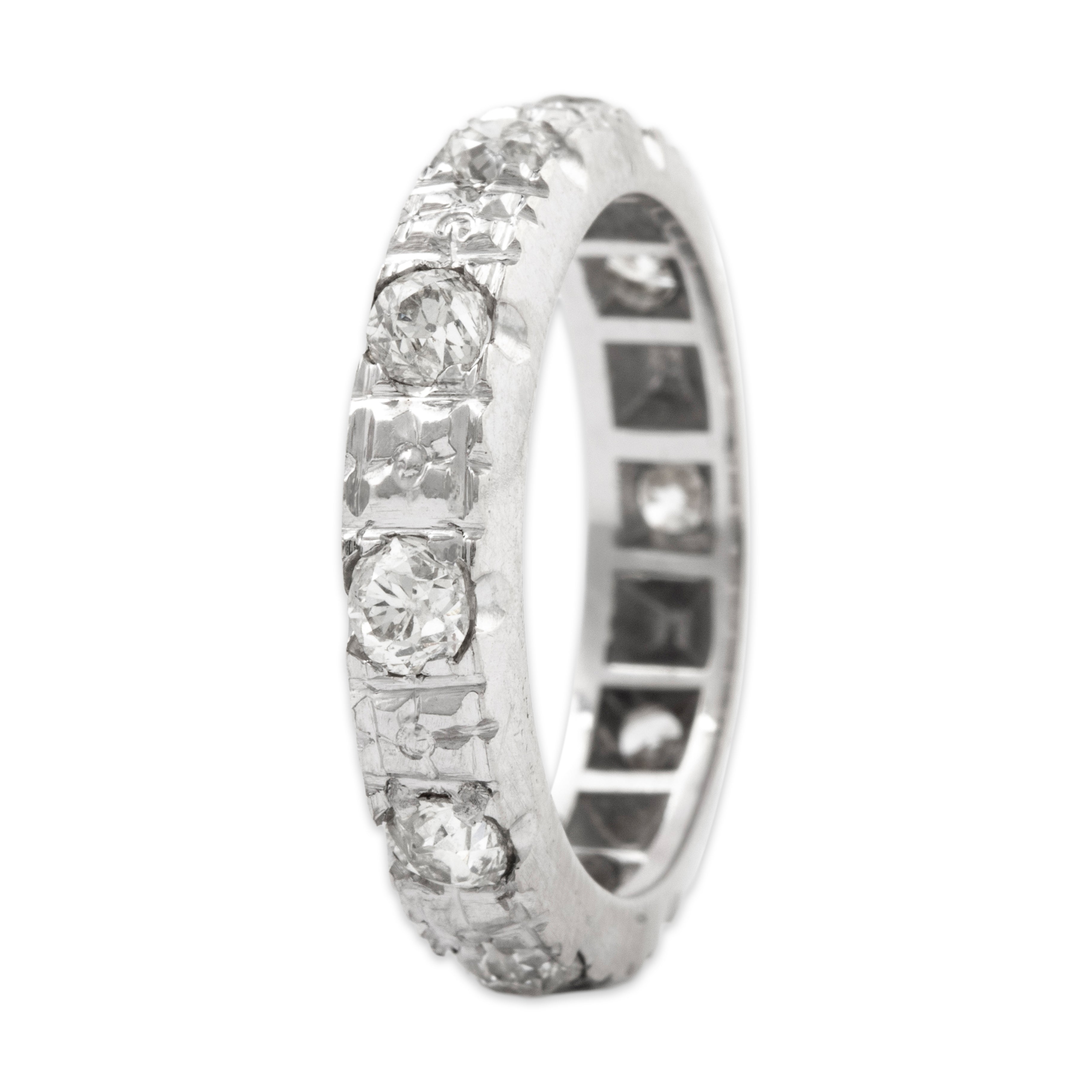 Antique Rare 14k White Gold 1.16cttw Old Mine Diamond Blossom Band Ring 6.25、mySite、hinf8tx79