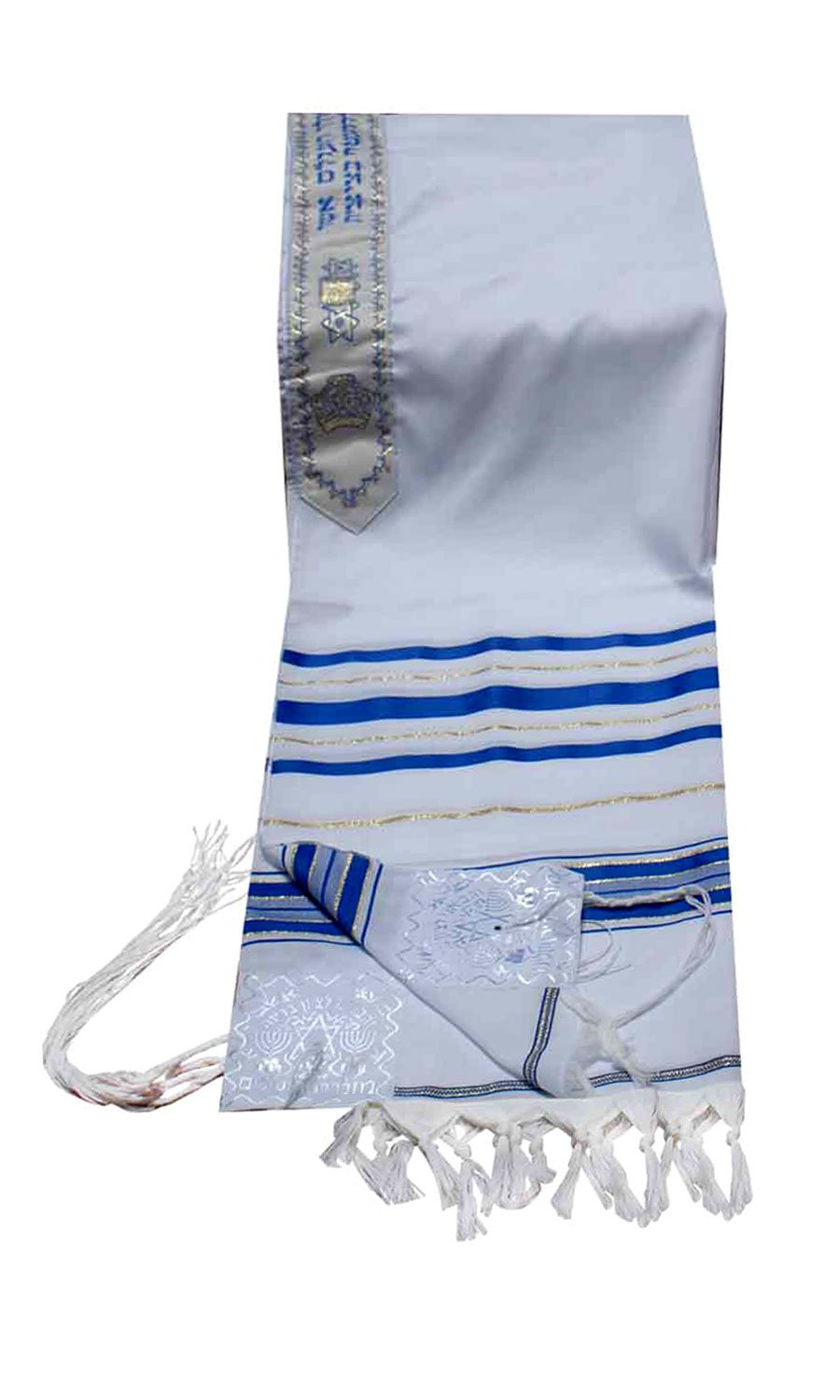 Acrylic Tallit (imitation Wool) Prayer Shawl in Blue and Gold Size 18 L X 72 W、mySite、topwebapps