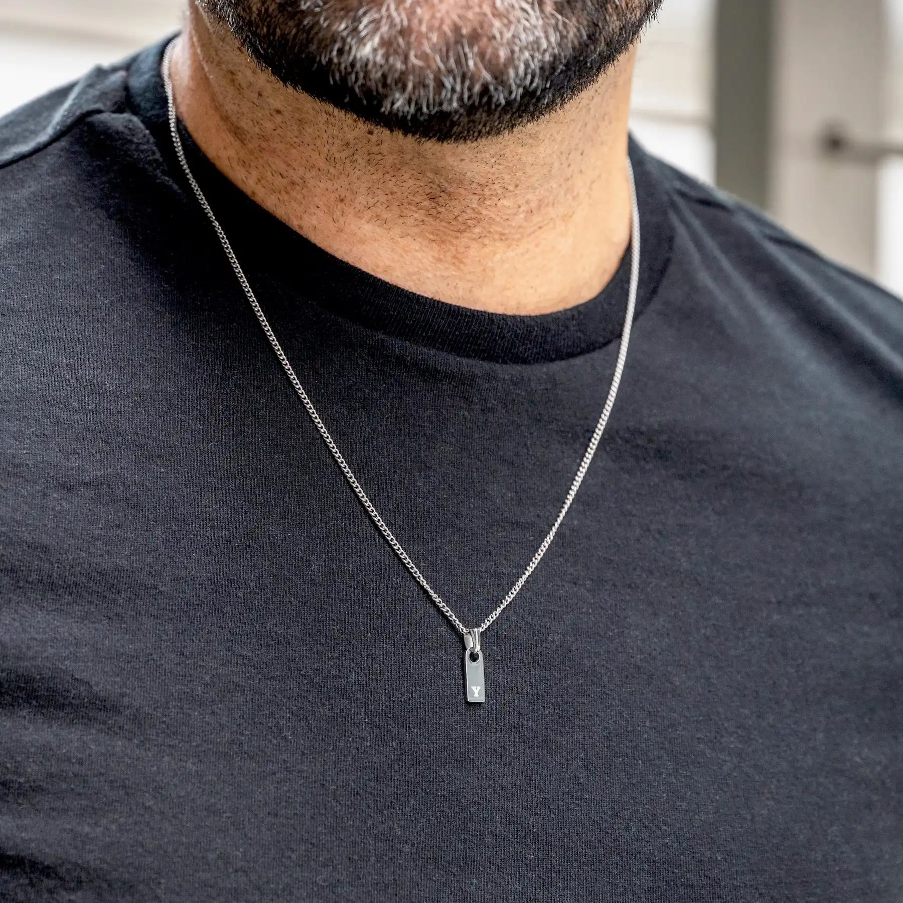 Initial Tag Necklace - Silver、mySite、botmansion