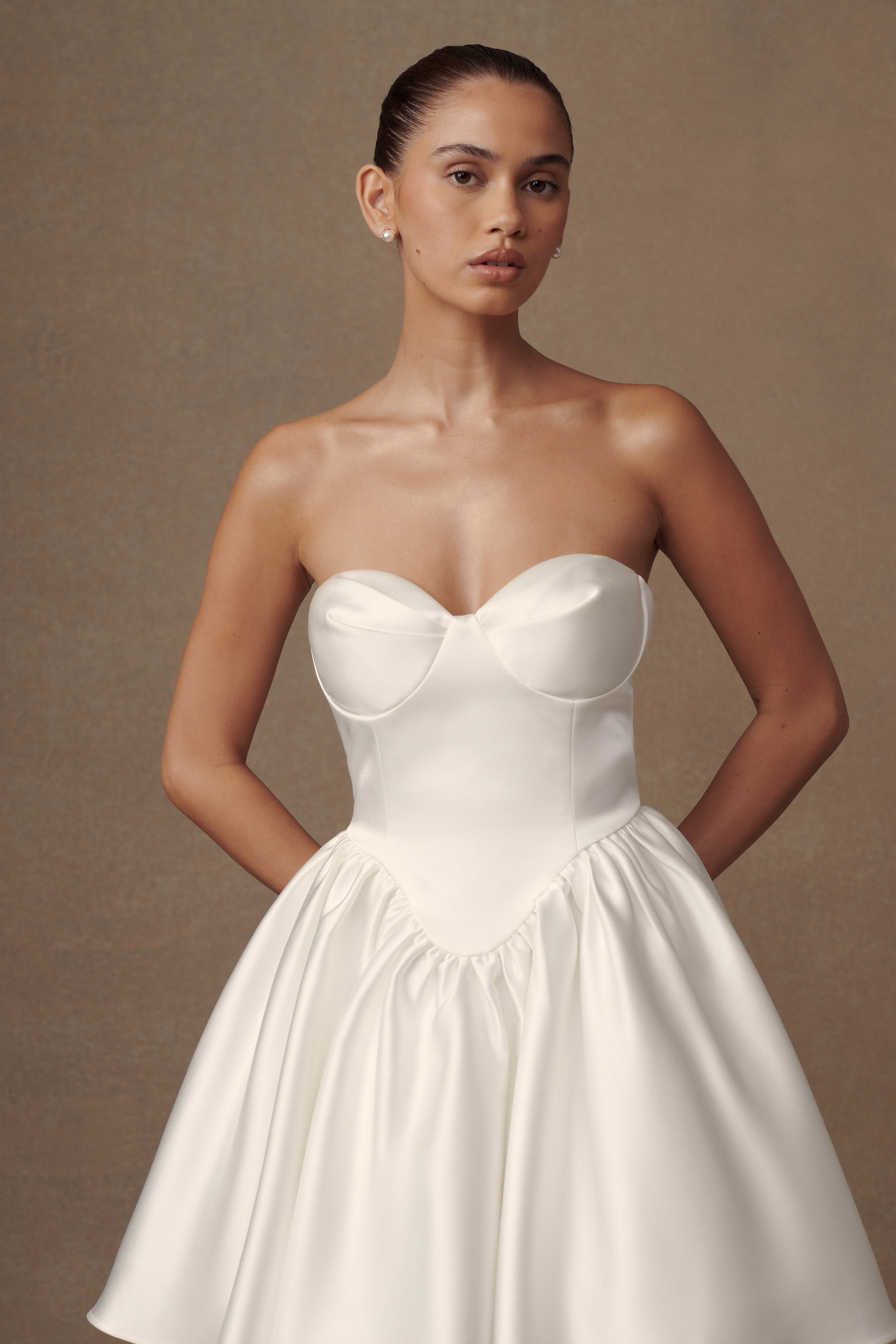 Hollie Structured Corset Mini Dress - White、mySite、solidvoid