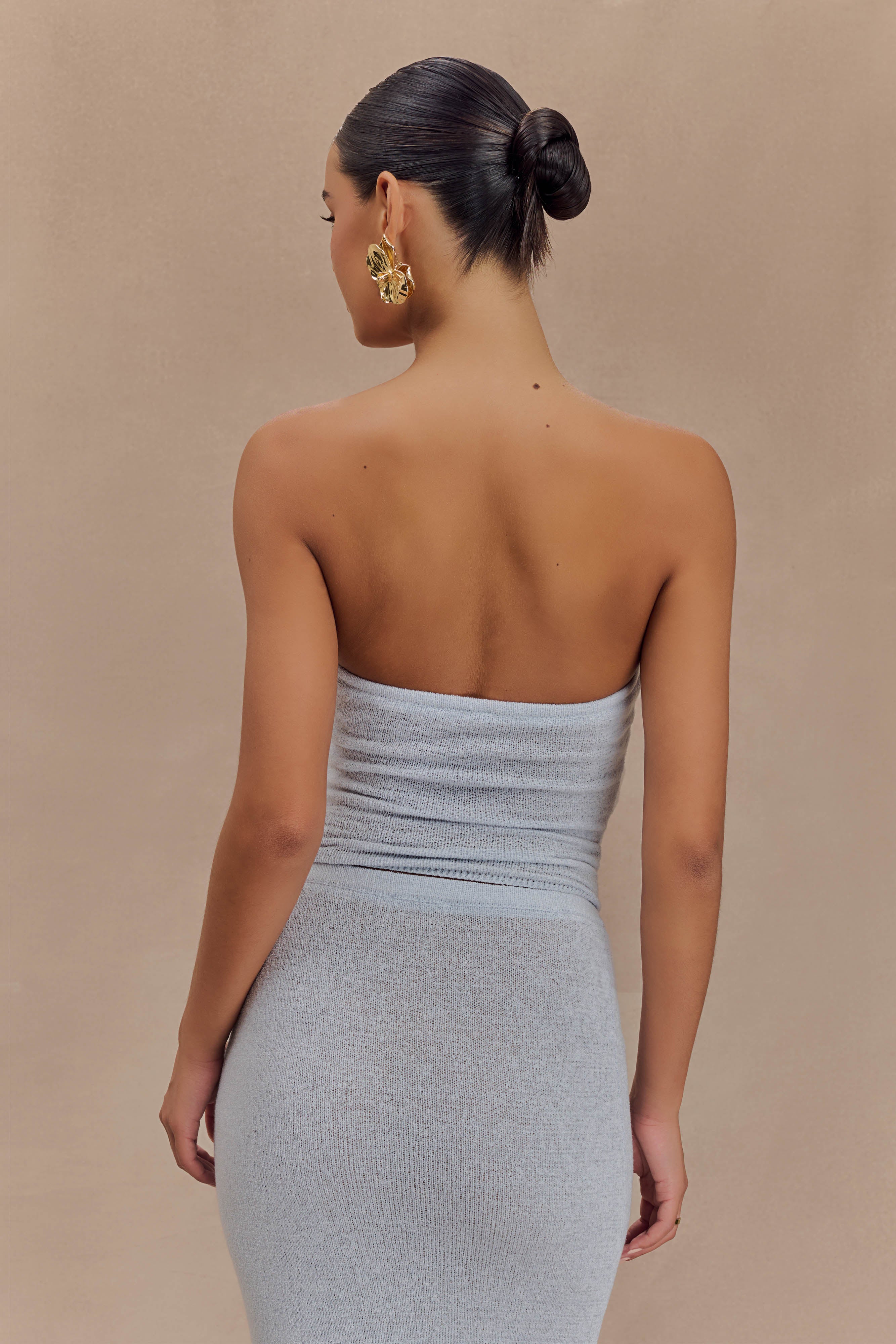 Phoebe Strapless Tie Knit Top - Ice Blue、mySite、solidvoid