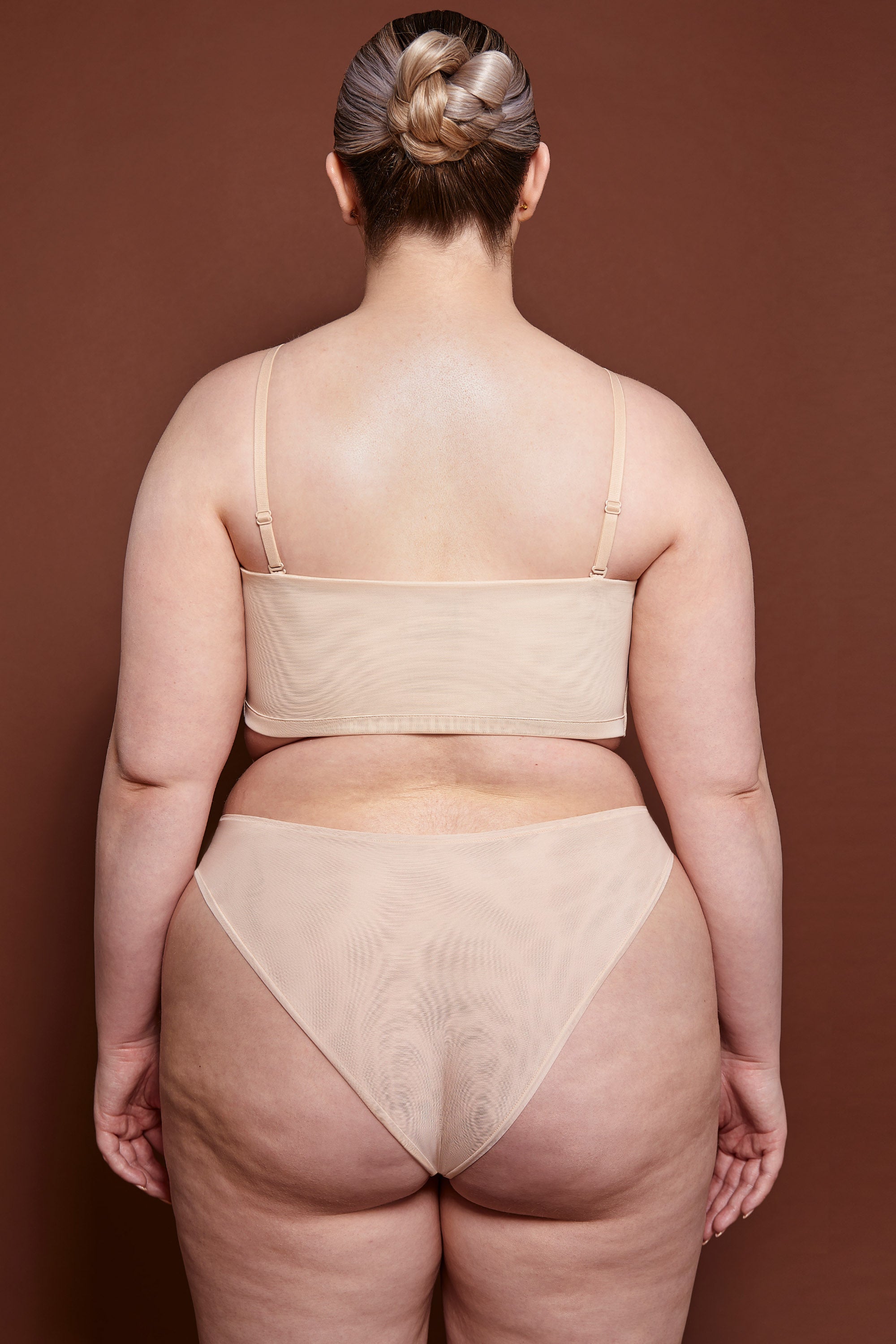 Soft Mesh Bandeau Bra in Beige、mySite、solidvoid