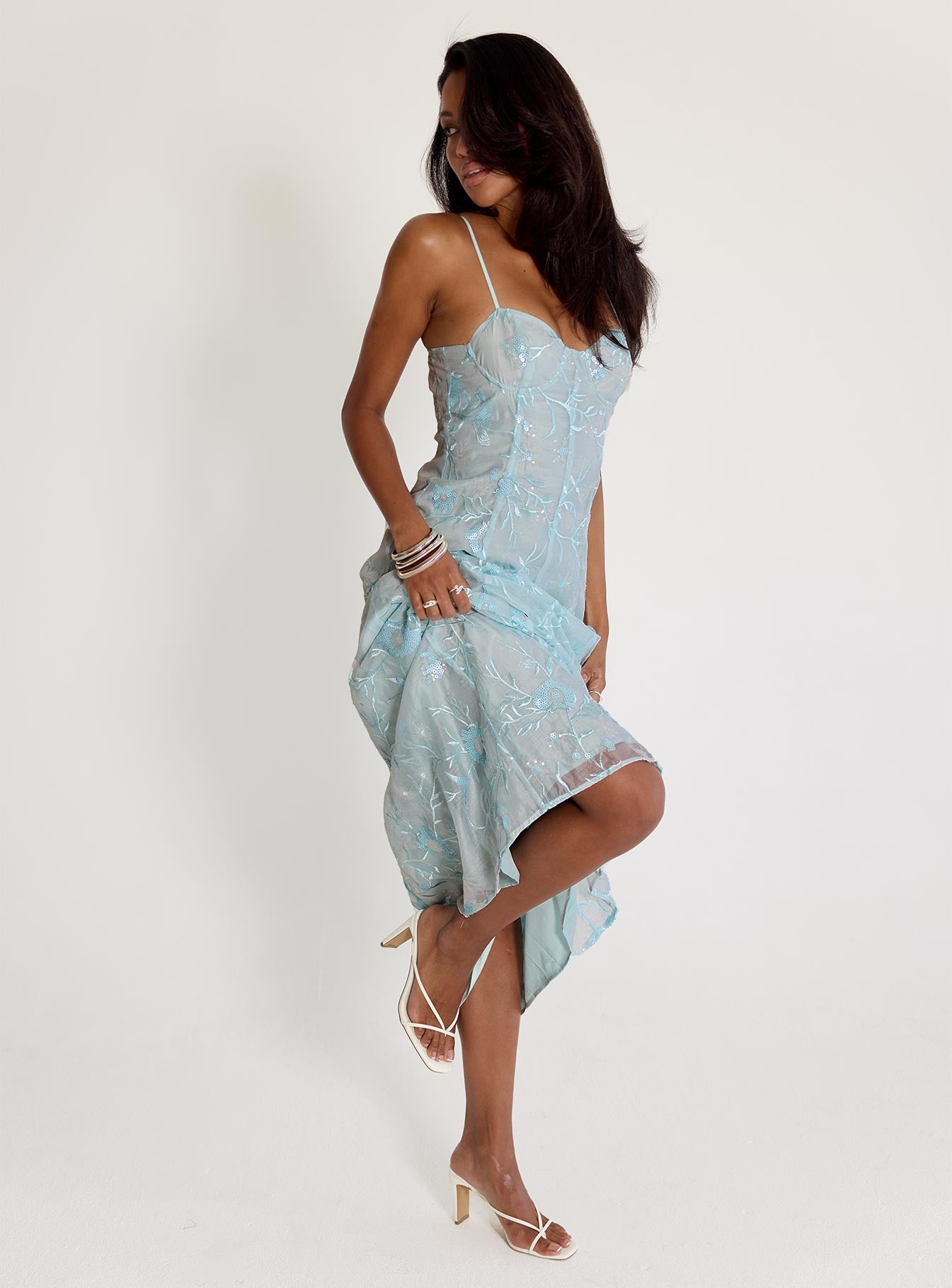 Believe In Love Embroidered Maxi Dress Blue、mySite、solidvoid