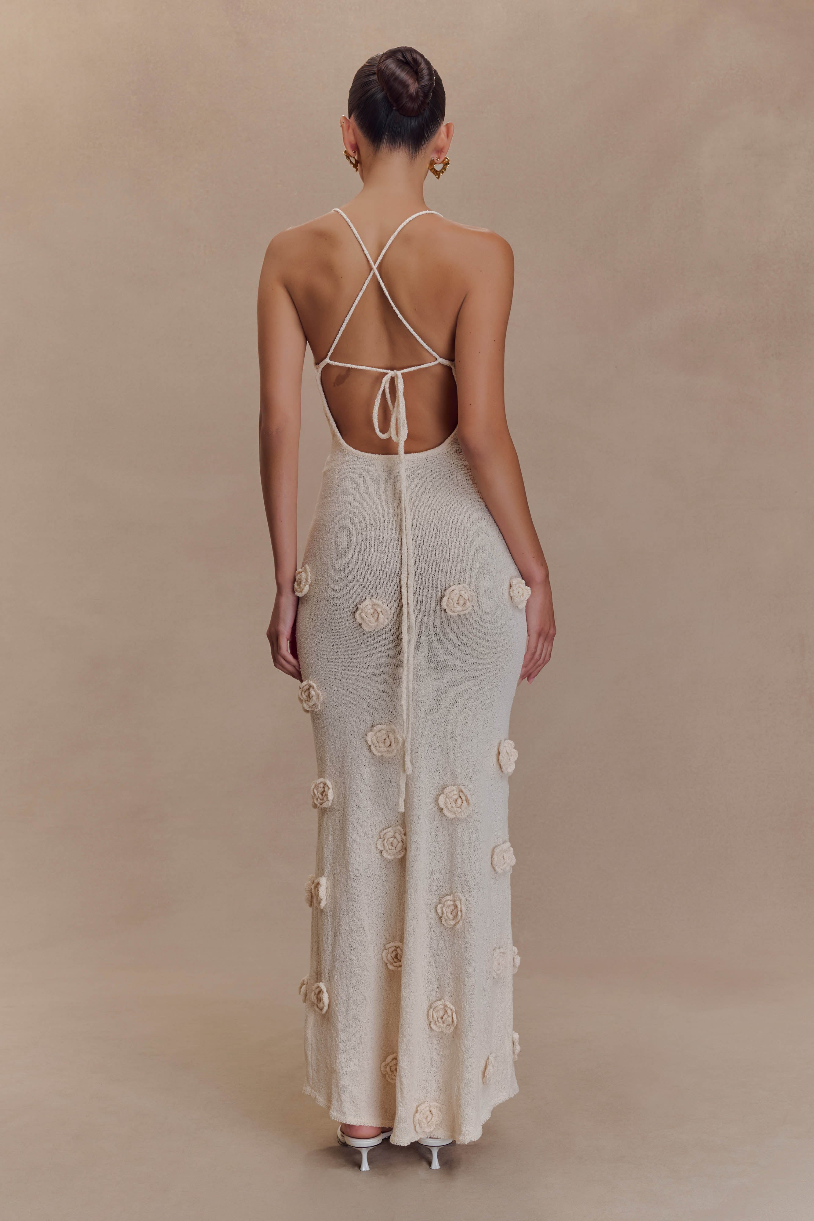 Suki Knit Maxi Dress With Flowers - Nude、mySite、solidvoid