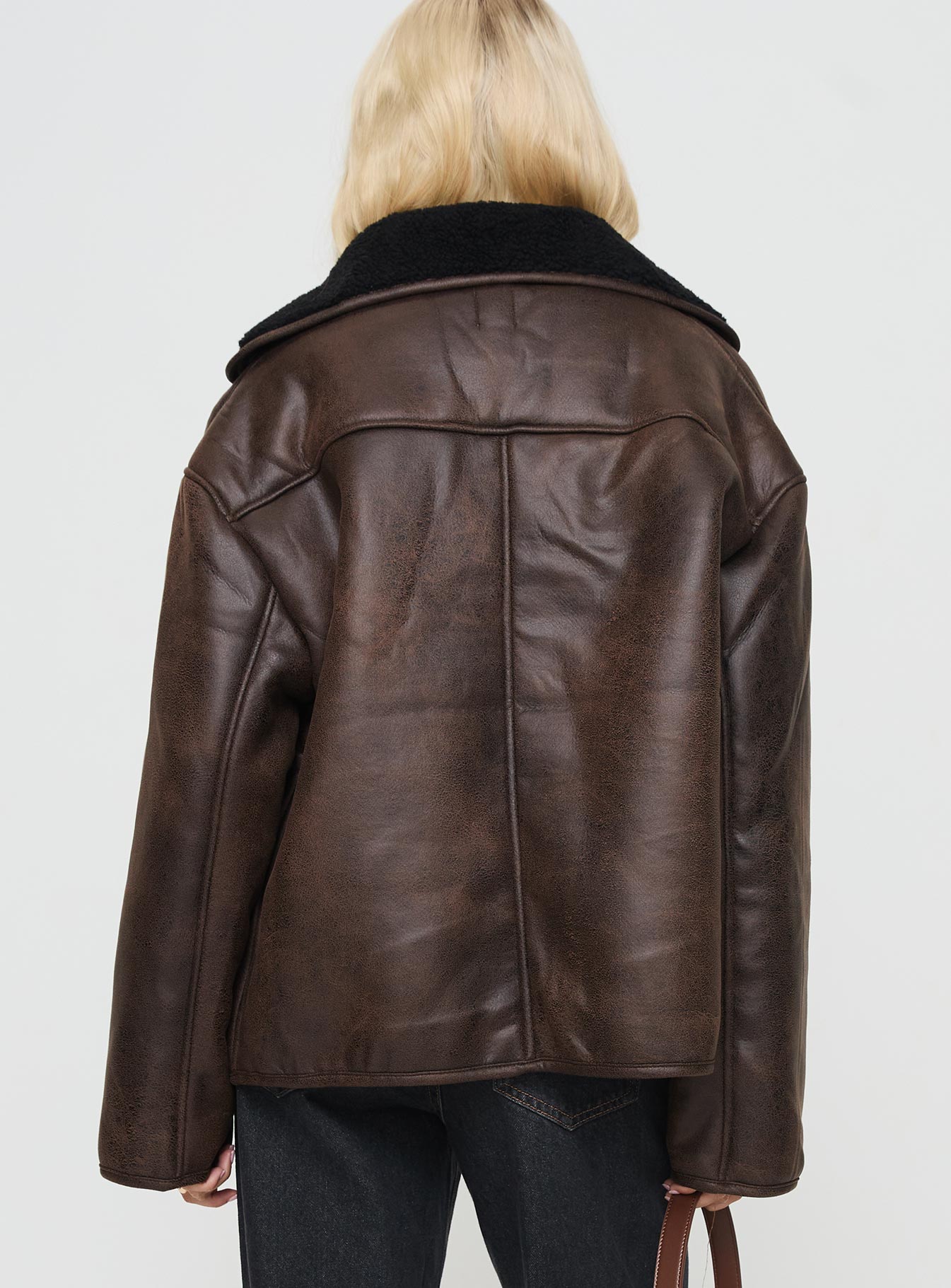 Nunez Faux Leather Jacket Washed Brown / Black、mySite、solidvoid
