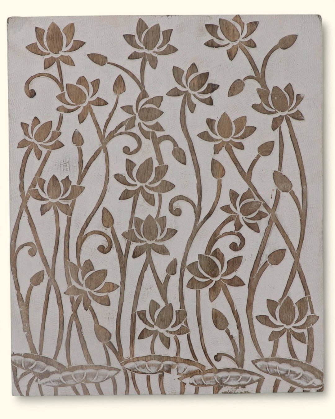 Fairtrade Carved Lotus Wood Wall Hanging Panel、mySite、topwebapps