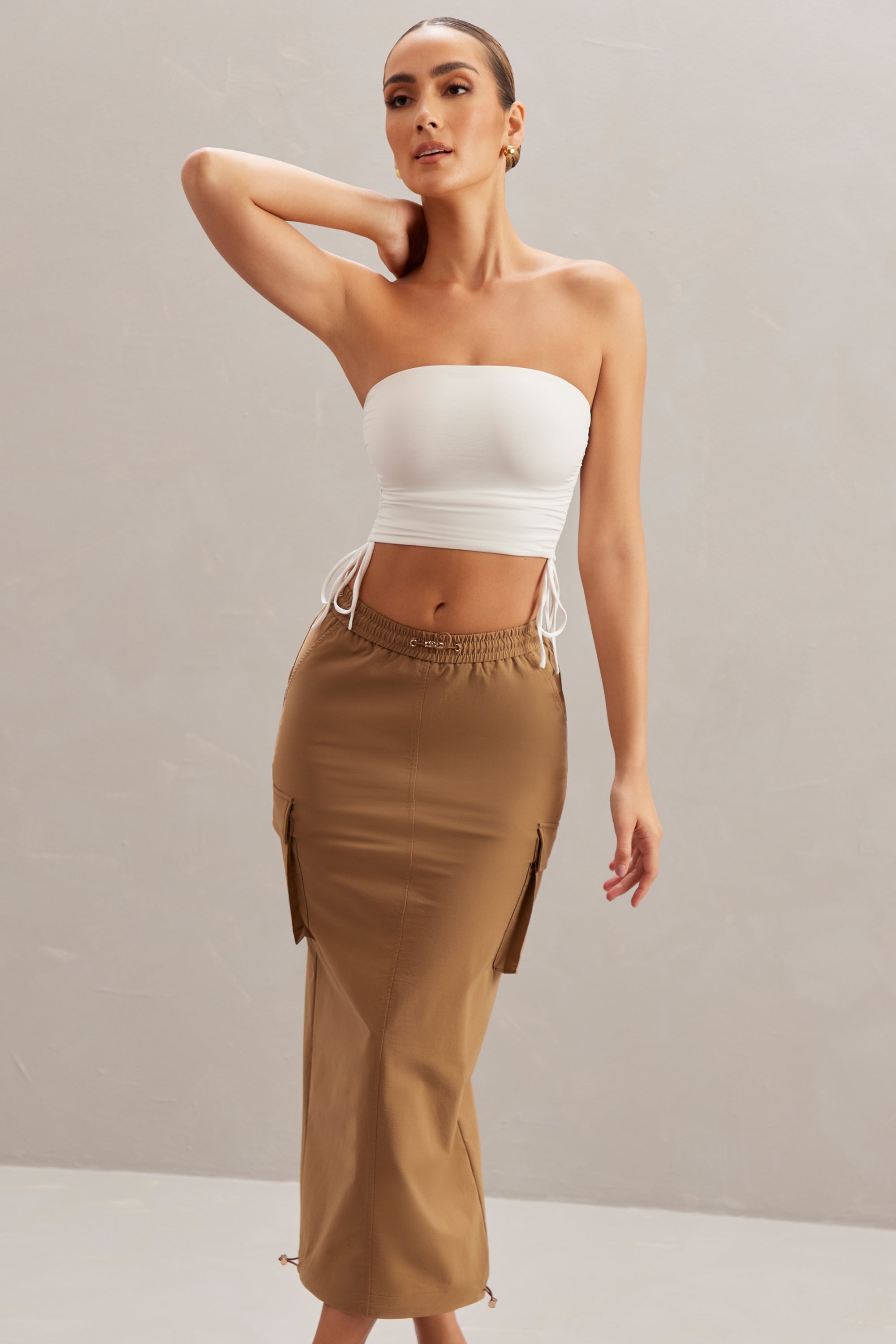 Cargo Maxi Skirt in Tan、mySite、solidvoid