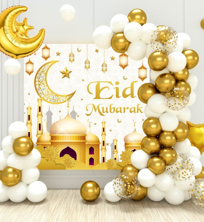 White & Gold Eid Banner Decoration Set、mySite、topwebapps