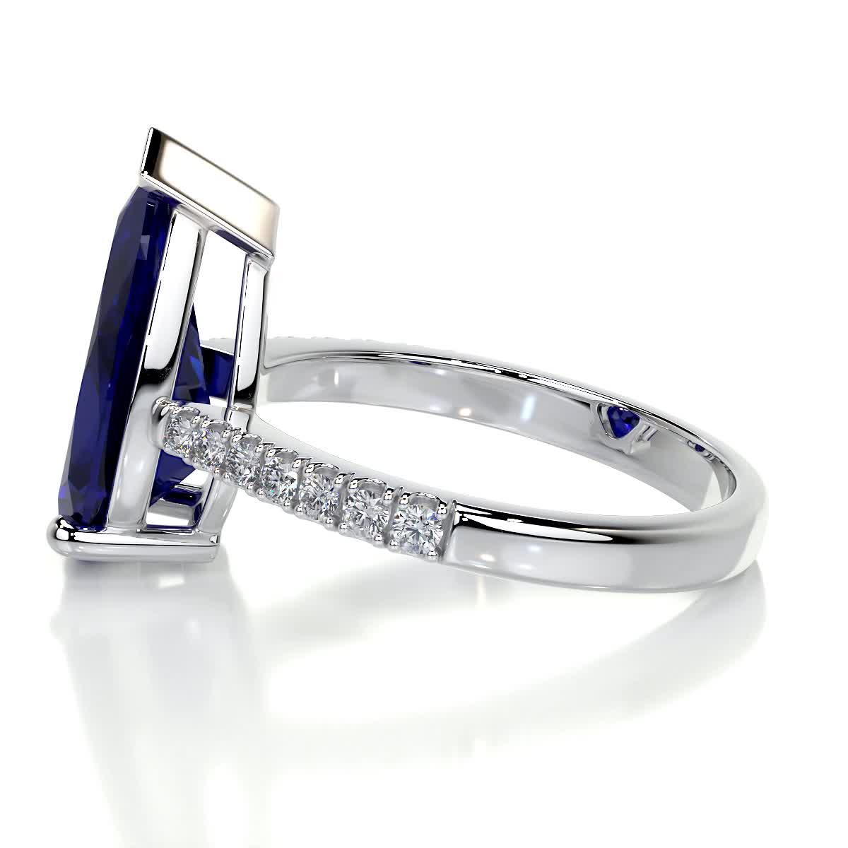 Anna Gemstone & Diamonds Ring (4.15 Carat) -14K White Gold、mySite、hinf8tx79